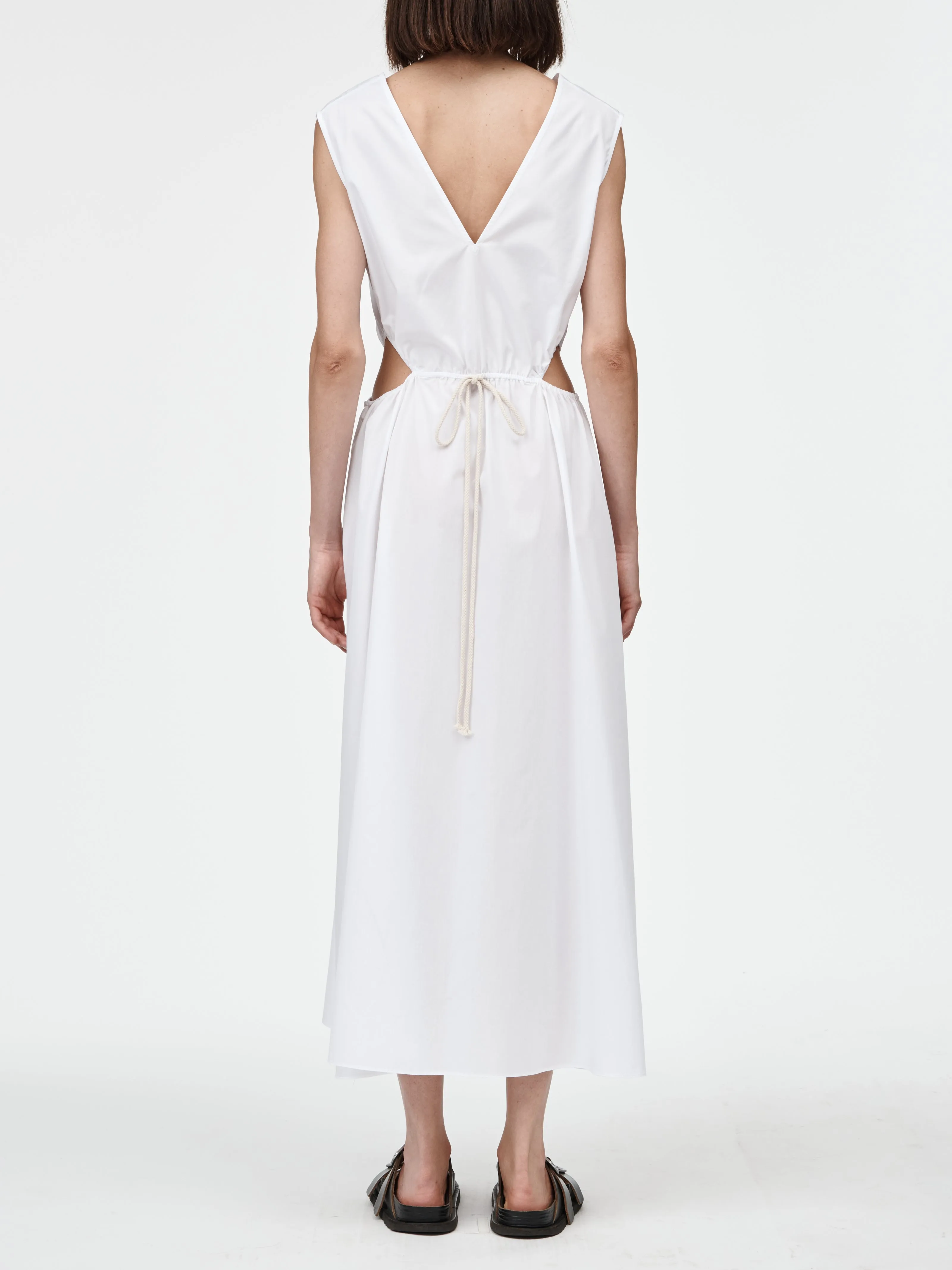 Drawstring Cut Out Dress in White sold by MARIA McMANUS product image thumbnail 4