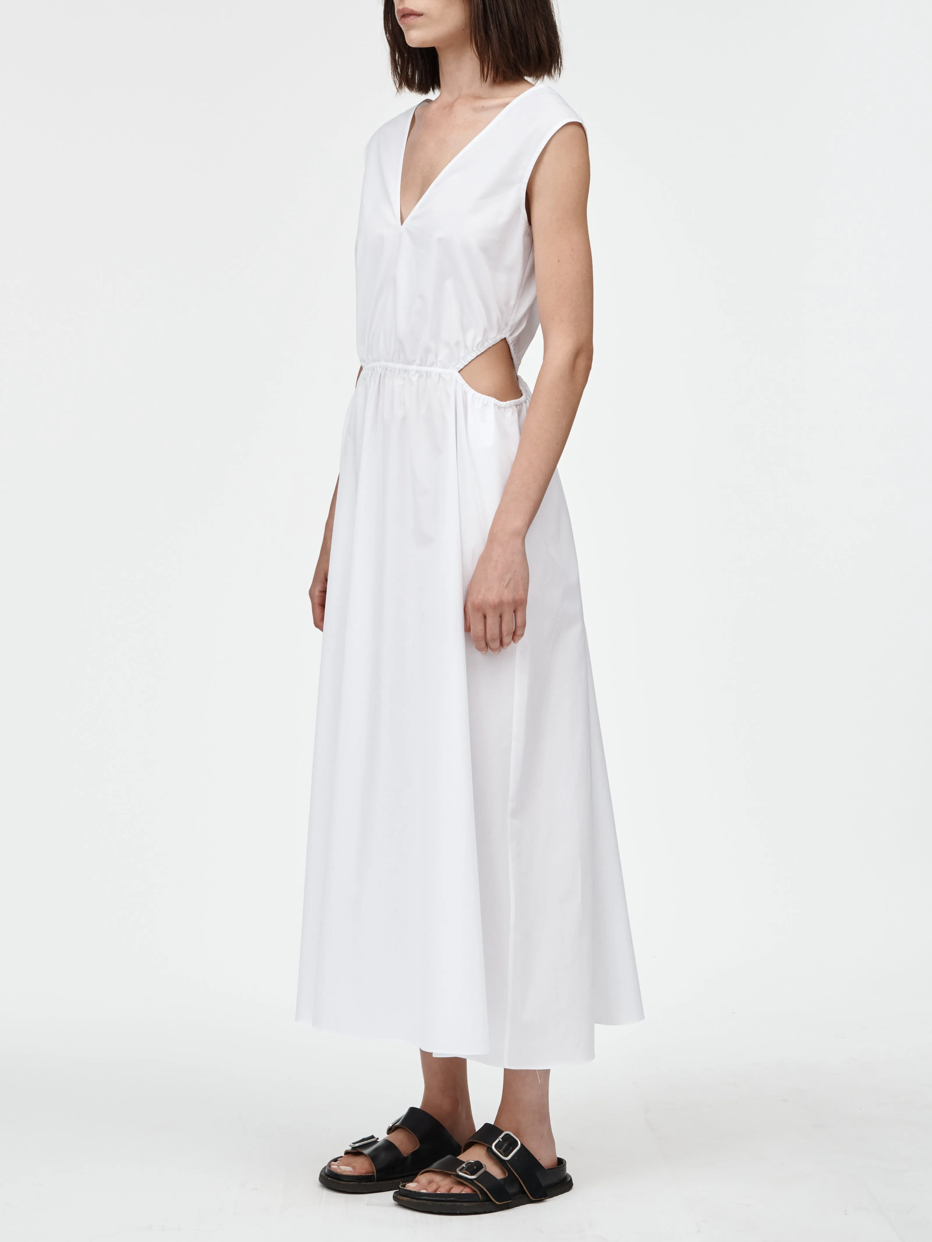 Drawstring Cut Out Dress in White sold by MARIA McMANUS product image thumbnail 2