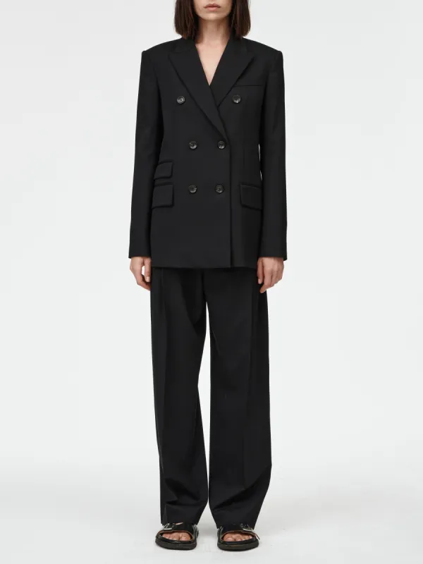 Billiet Double Breasted Blazer in Black sold by MARIA McMANUS