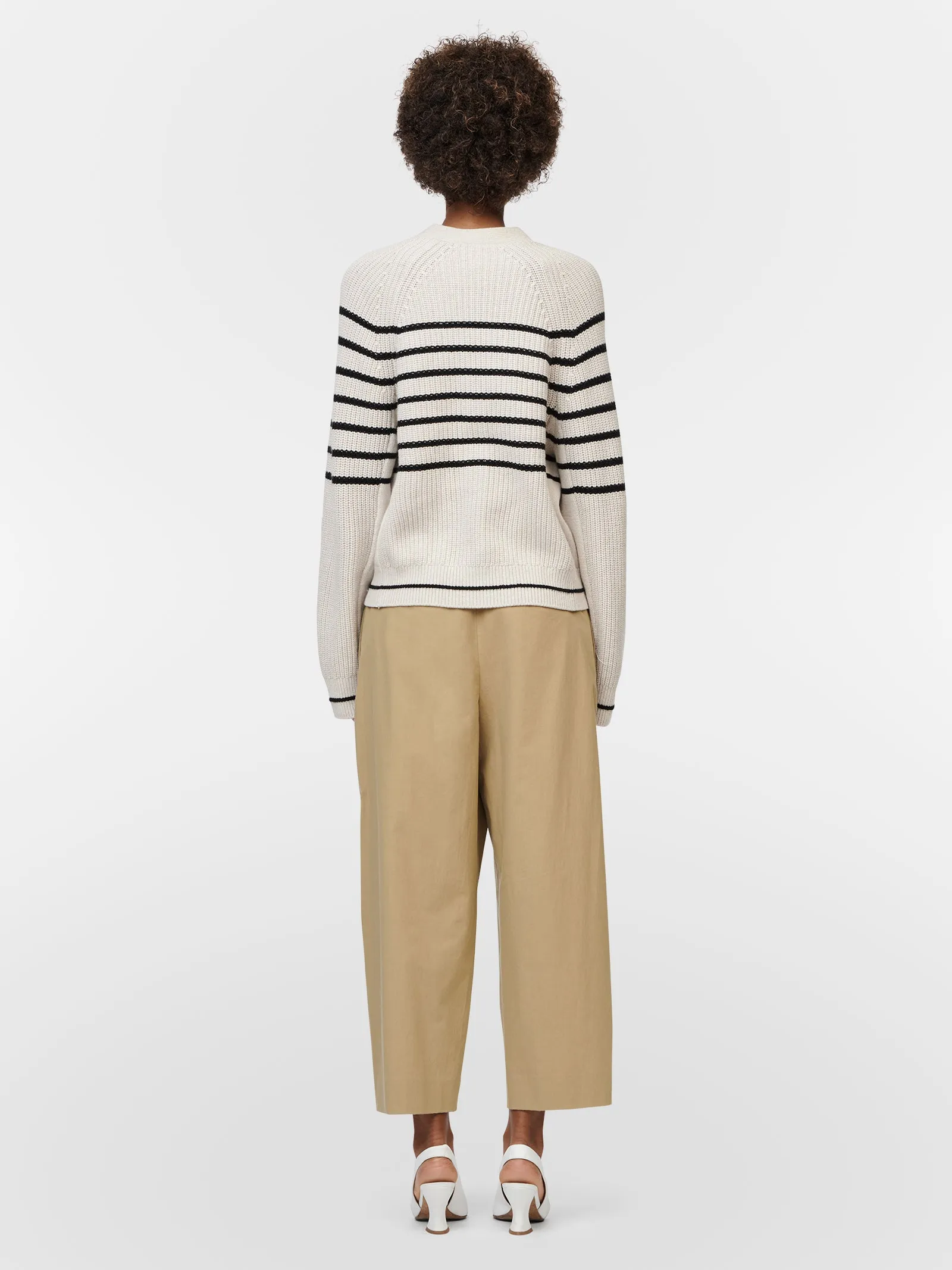 Cocoon Split Sleeve Cardigan in Crema w/ Black Stripe sold by MARIA McMANUS product image thumbnail 3
