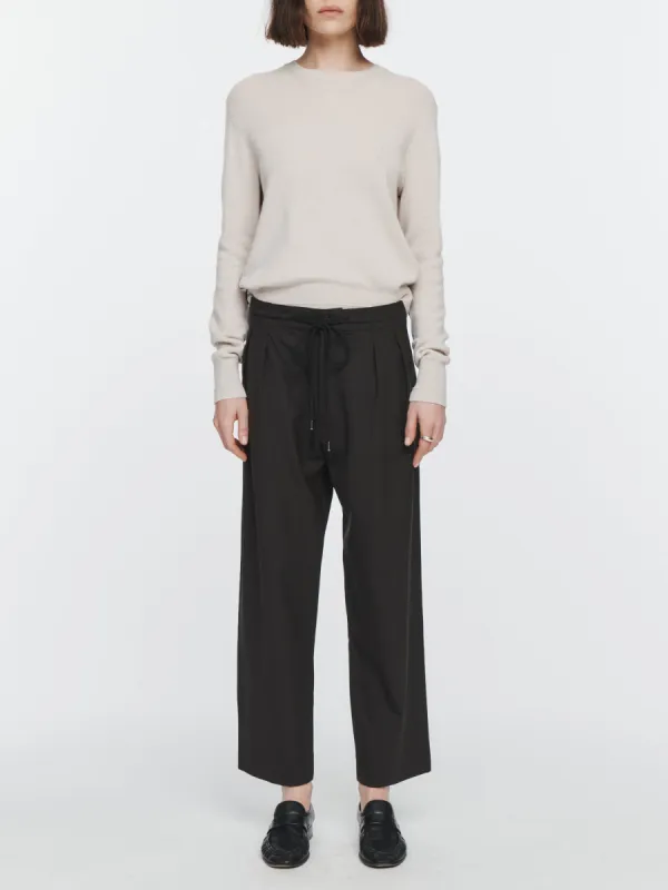 Pleat Front Drawstring Trouser in Chocolate sold by MARIA McMANUS