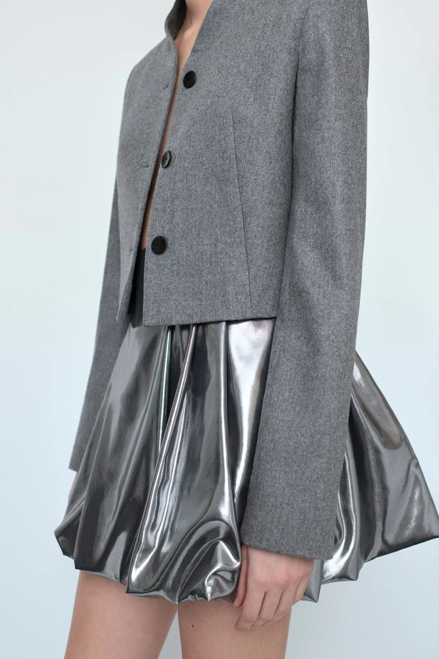 3 Button Cropped Blazer in Charcoal Melange sold by MARIA McMANUS product image thumbnail 5