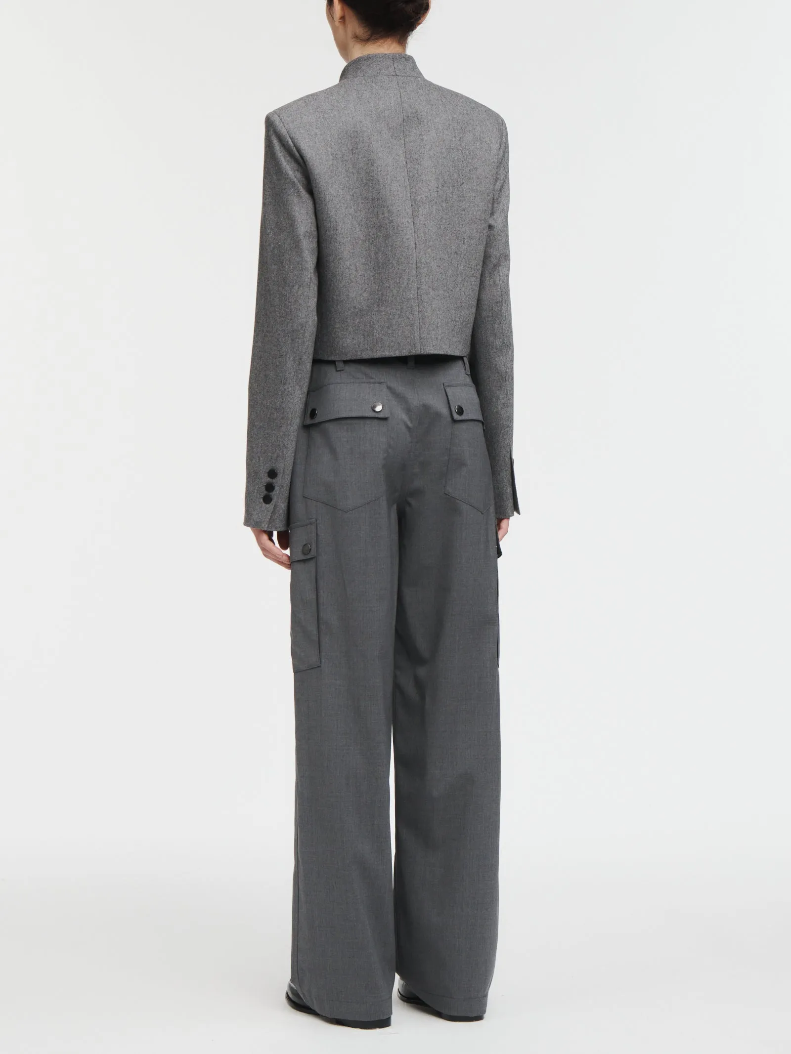 3 Button Cropped Blazer in Charcoal Melange sold by MARIA McMANUS product image thumbnail 4