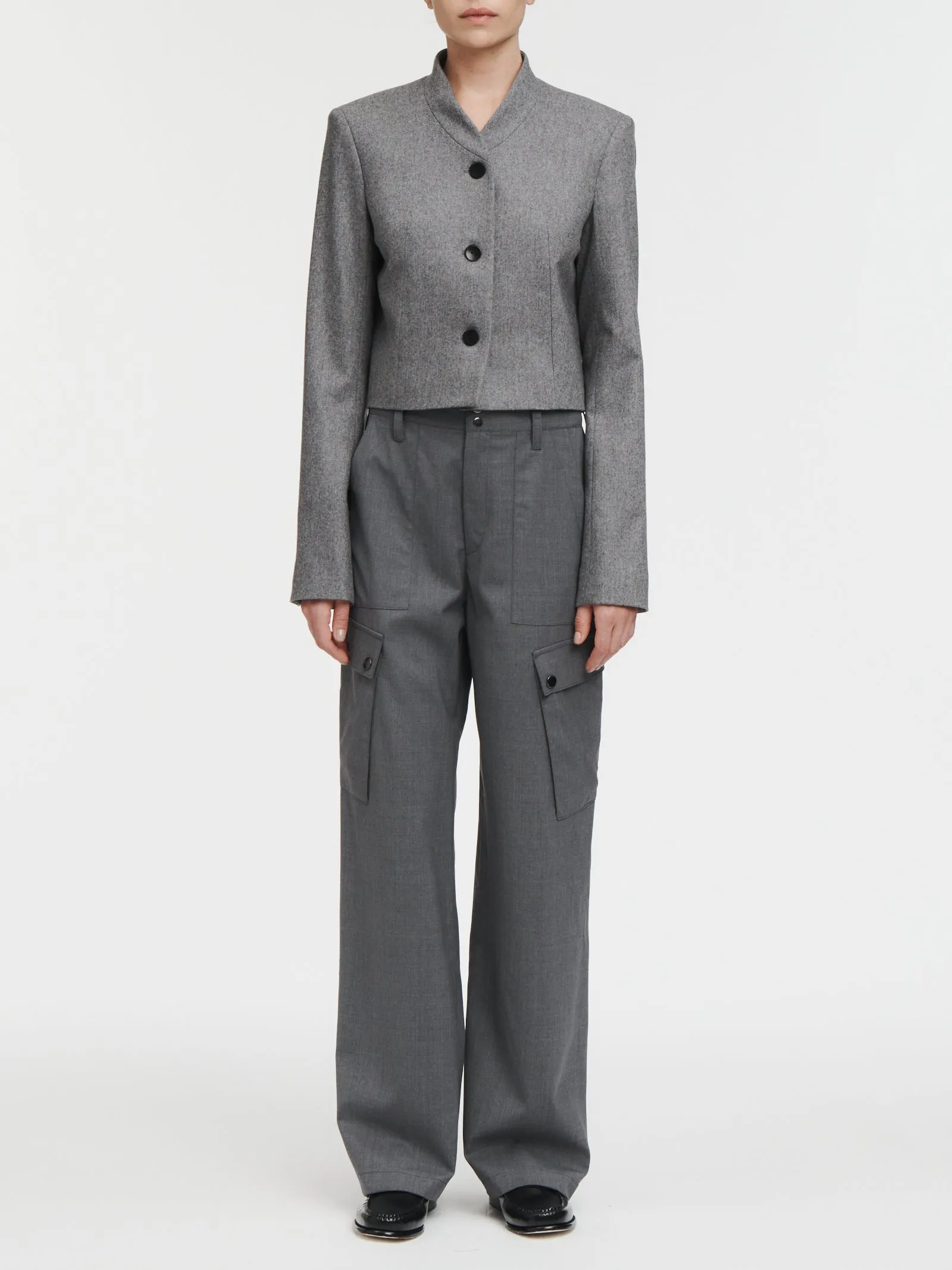 3 Button Cropped Blazer in Charcoal Melange sold by MARIA McMANUS product image thumbnail 2