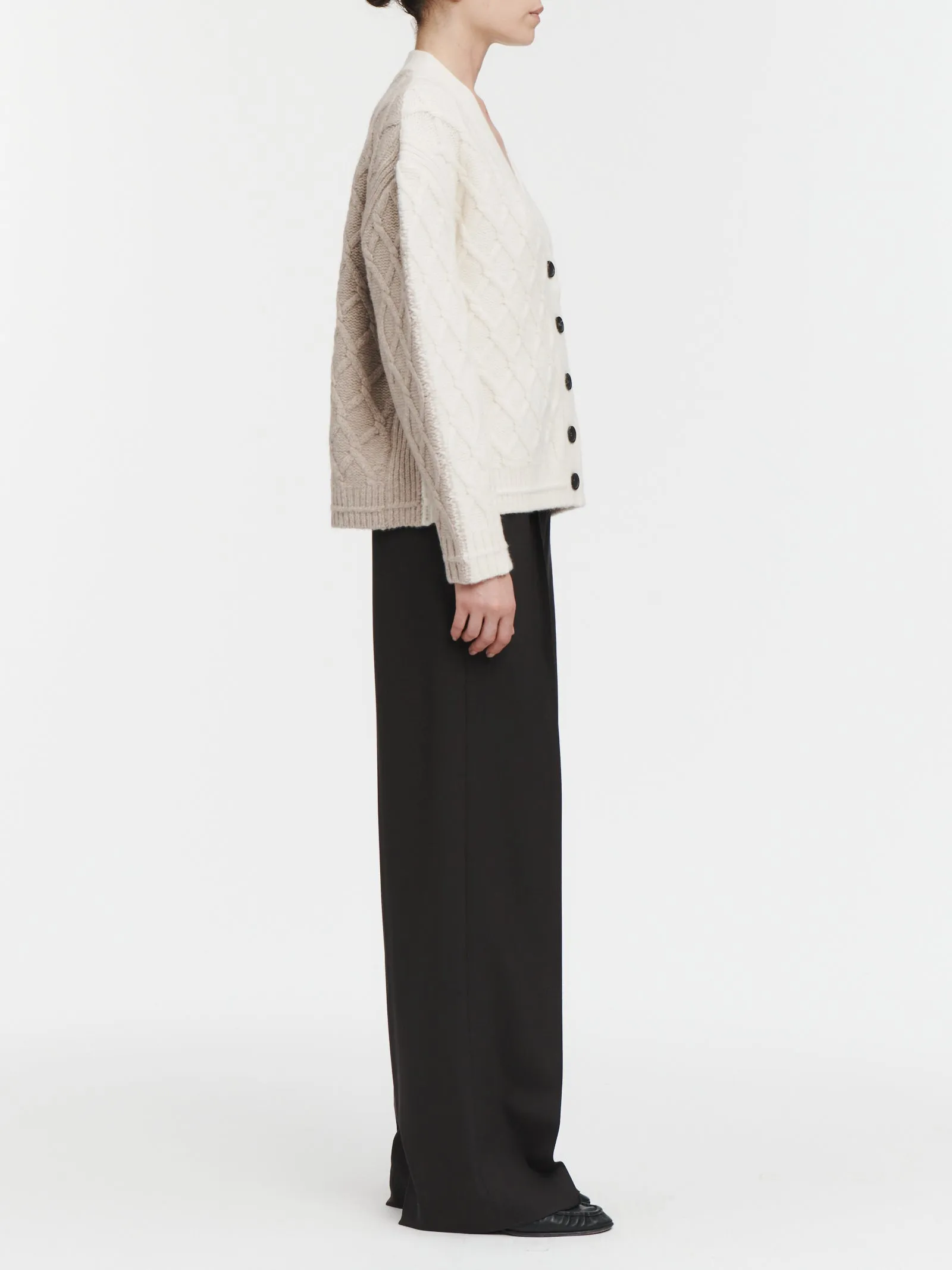 Twisted Cable Cardigan in Ivory/Stone sold by MARIA McMANUS product image thumbnail 3