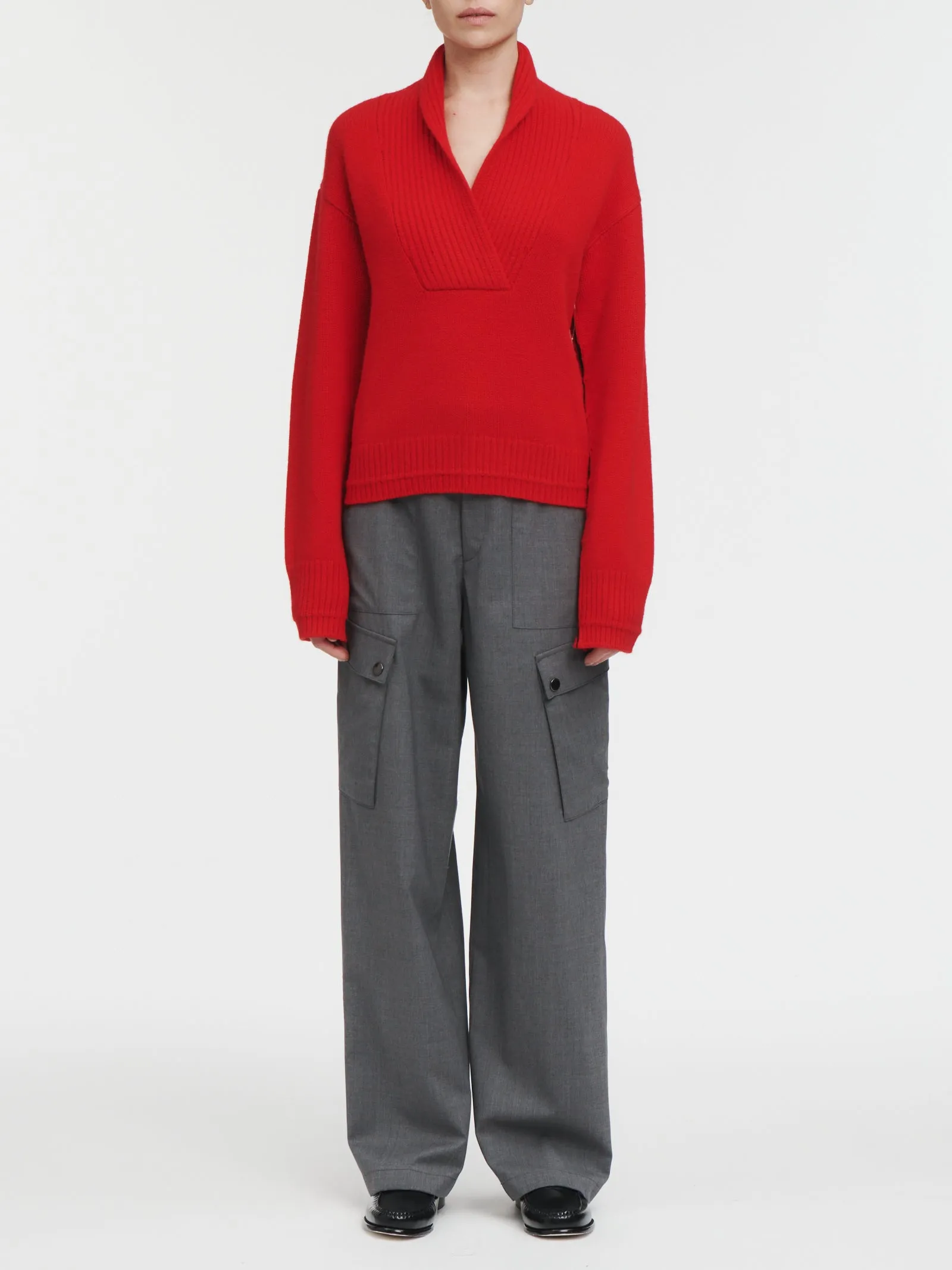 Shawl Collar Sweater in Red Lacquer sold by MARIA McMANUS product image thumbnail 2