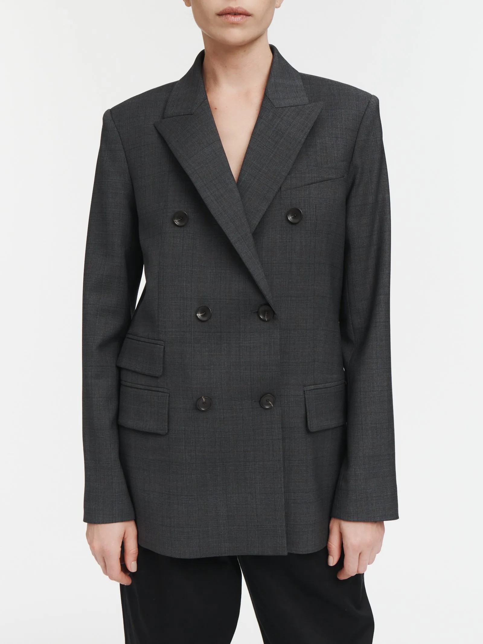 Cloak Double Breasted Blazer in Charcoal Glen Plaid sold by MARIA McMANUS product image thumbnail 2