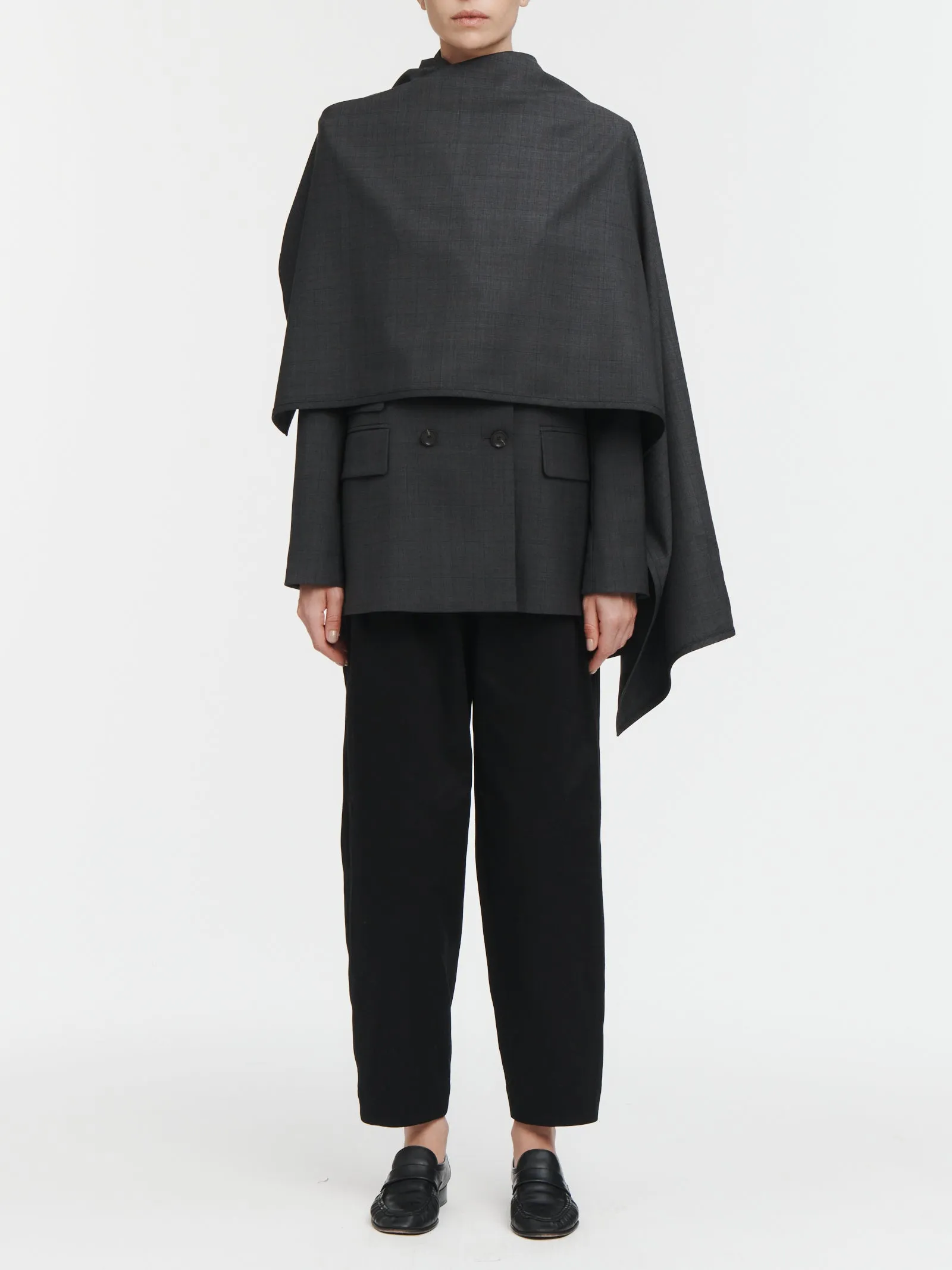 Cloak Double Breasted Blazer in Charcoal Glen Plaid sold by MARIA McMANUS