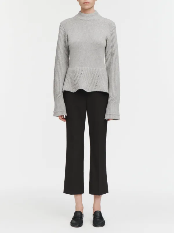 Peplum Mock Neck Sweater in Heather Grey made by MARIA McMANUS