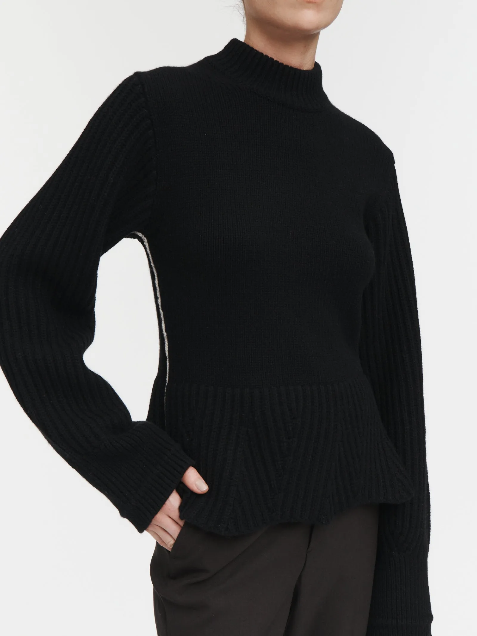Peplum Mock Neck Sweater in Black sold by MARIA McMANUS product image thumbnail 2