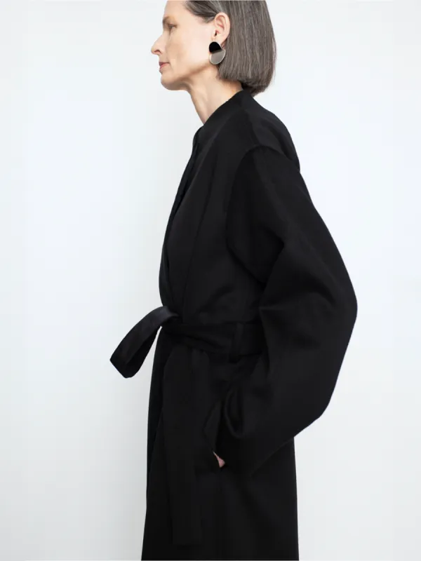 Wrap Coat in Black sold by MARIA McMANUS