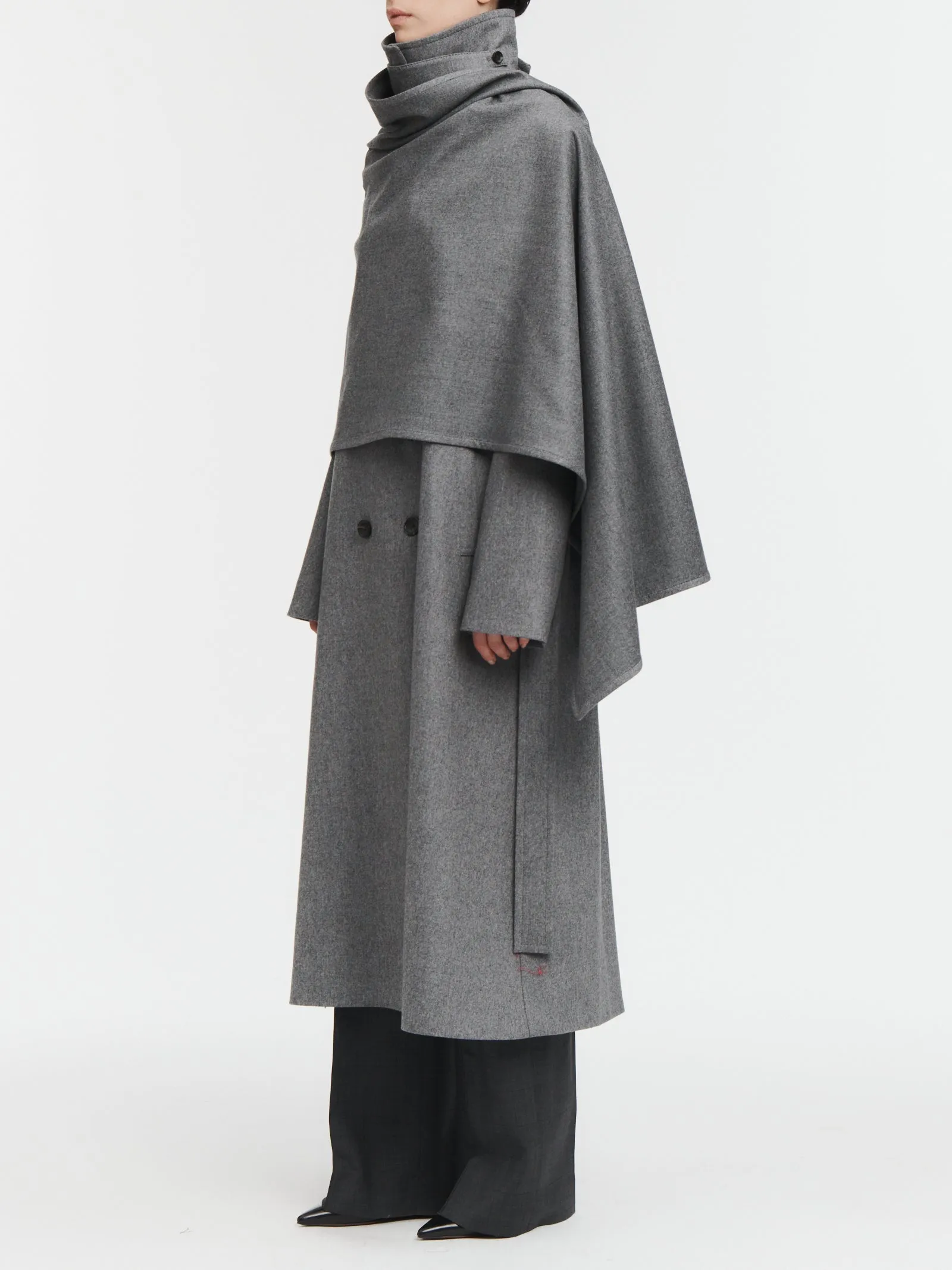 Cloak Trench Coat in Charcoal Melange sold by MARIA McMANUS product image thumbnail 3