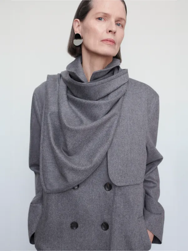 Cloak Trench Coat in Charcoal Melange made by MARIA McMANUS