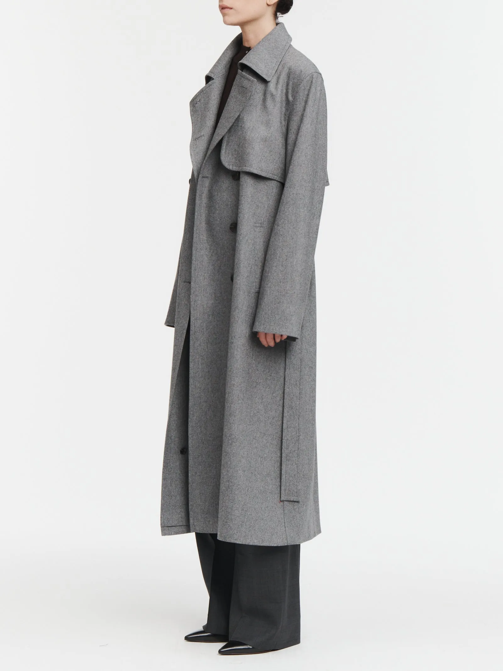 Cloak Trench Coat in Charcoal Melange sold by MARIA McMANUS product image thumbnail 5