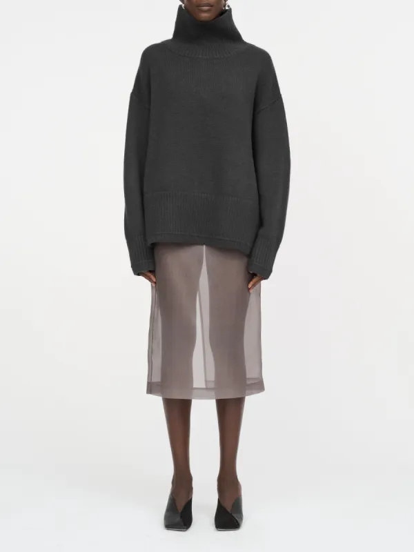Swing Mock Neck in Charcoal sold by MARIA McMANUS