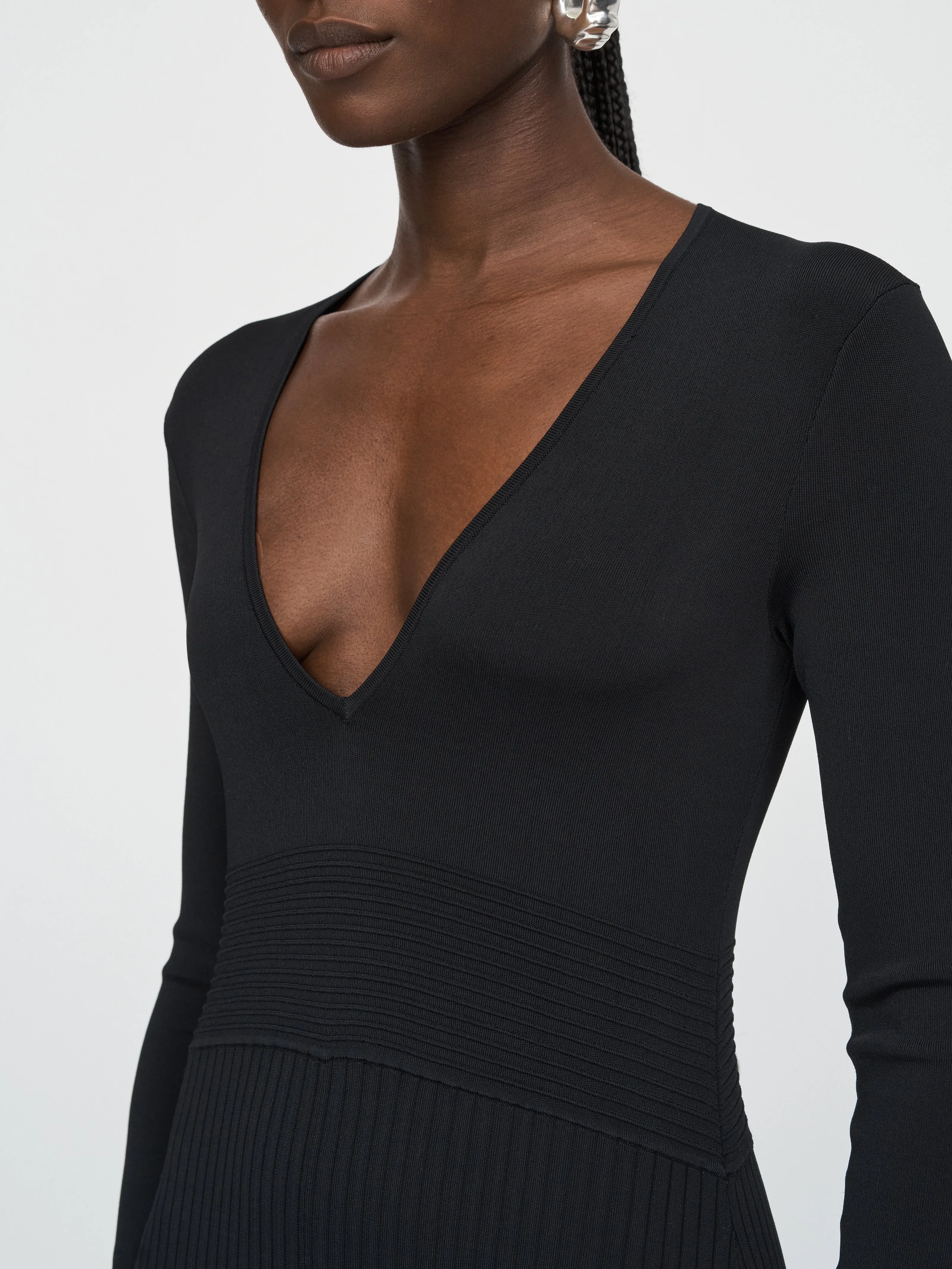 V-Neck Pleated Dress in Black sold by MARIA McMANUS product image thumbnail 5