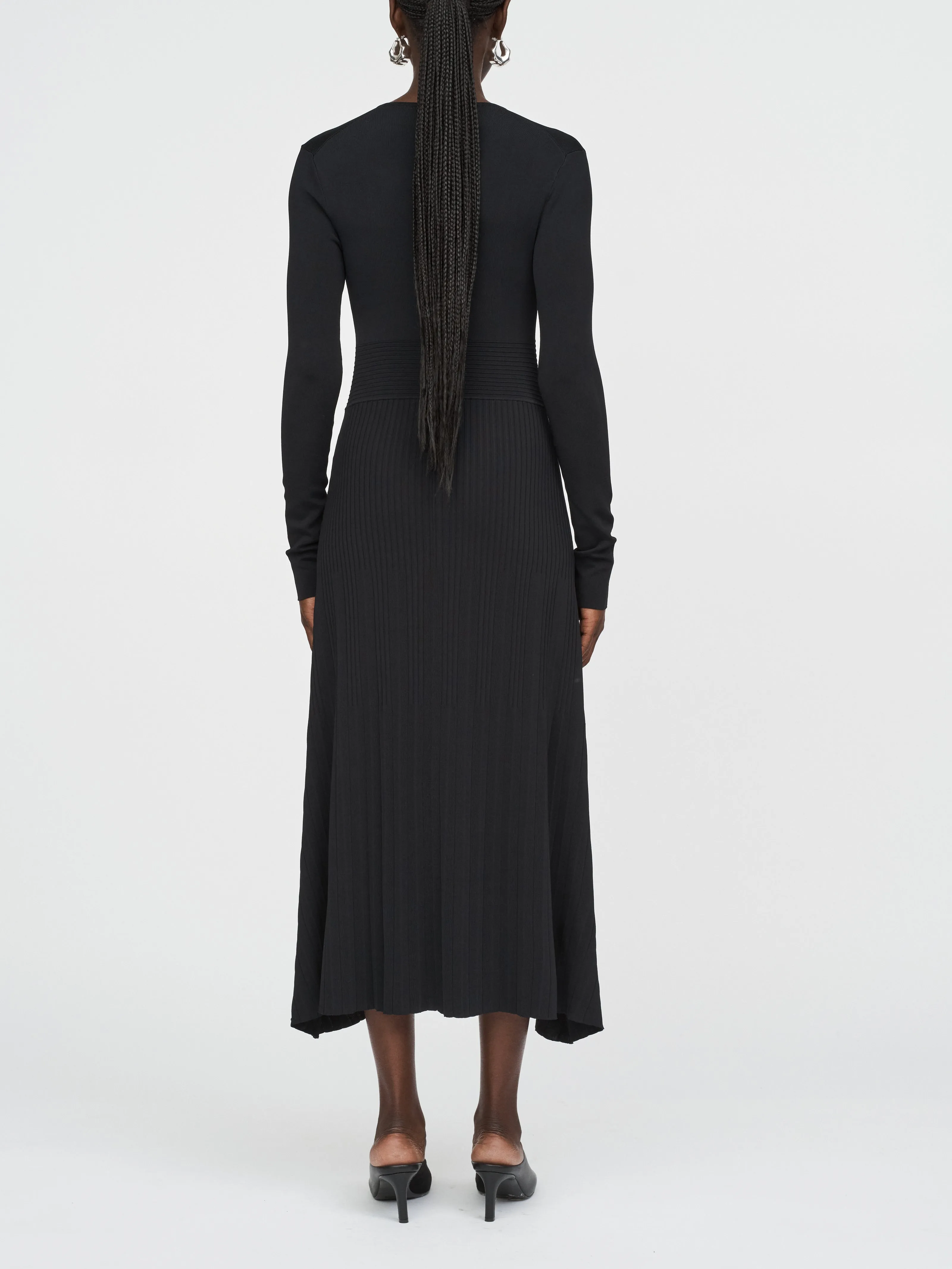V-Neck Pleated Dress in Black sold by MARIA McMANUS product image thumbnail 4