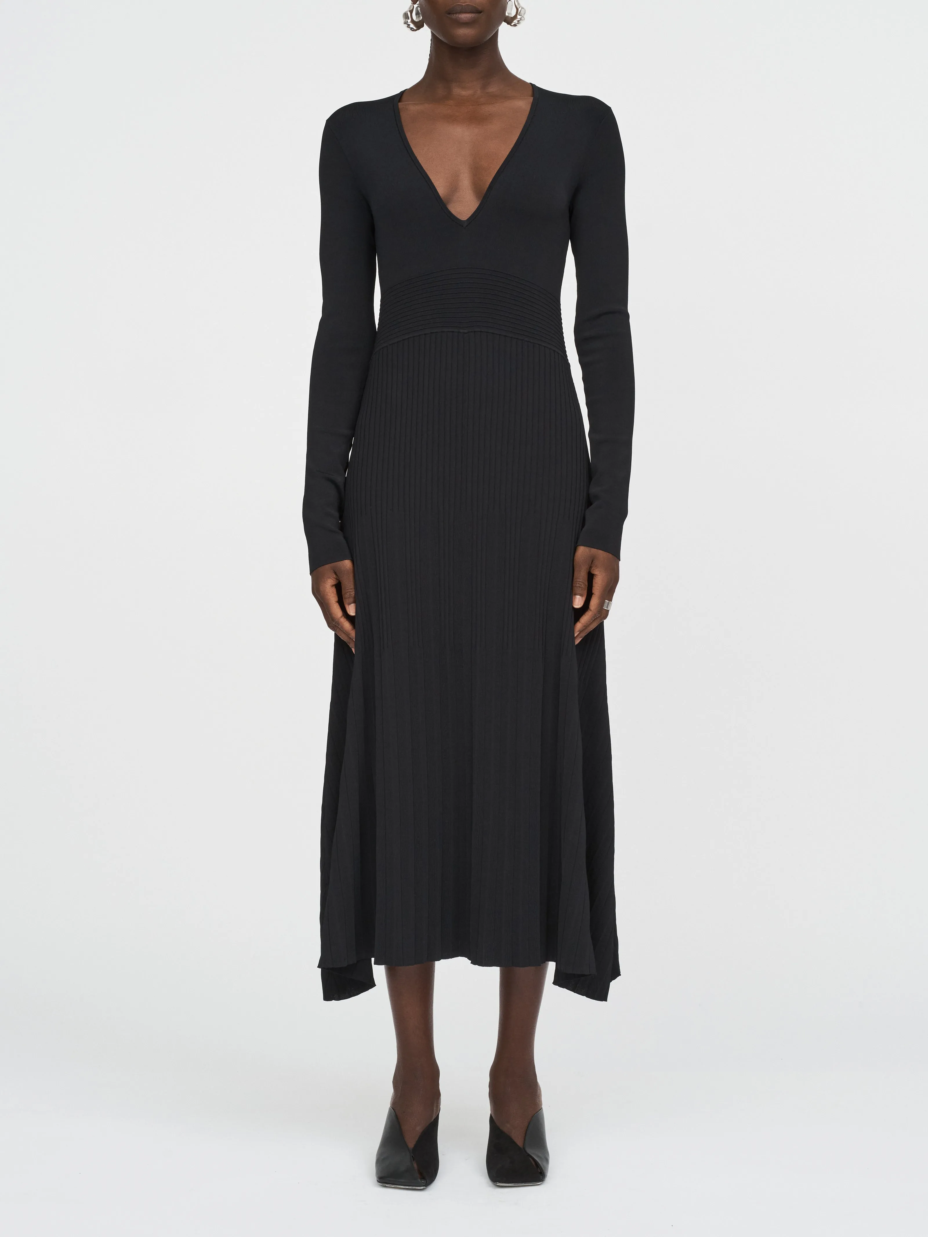 V-Neck Pleated Dress in Black sold by MARIA McMANUS product image thumbnail 2