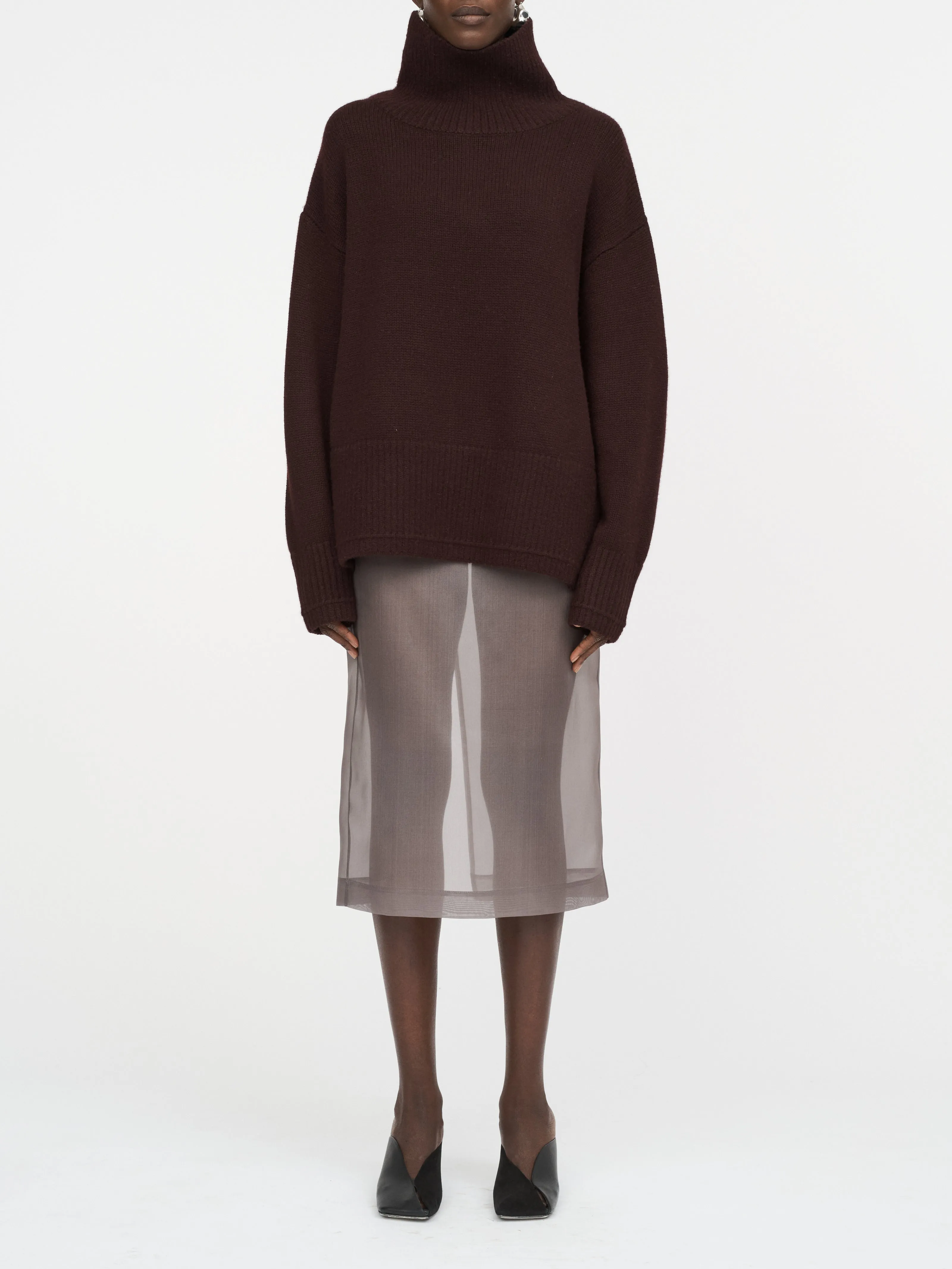 Swing Mock Neck in Black Cherry sold by MARIA McMANUS