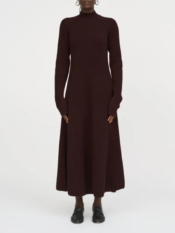 Ribbed Mock Dress in Black Cherry sold by MARIA McMANUS