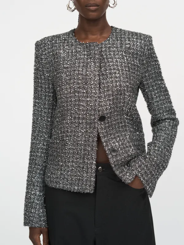 Shrunken Jacket in Silver Black made by MARIA McMANUS