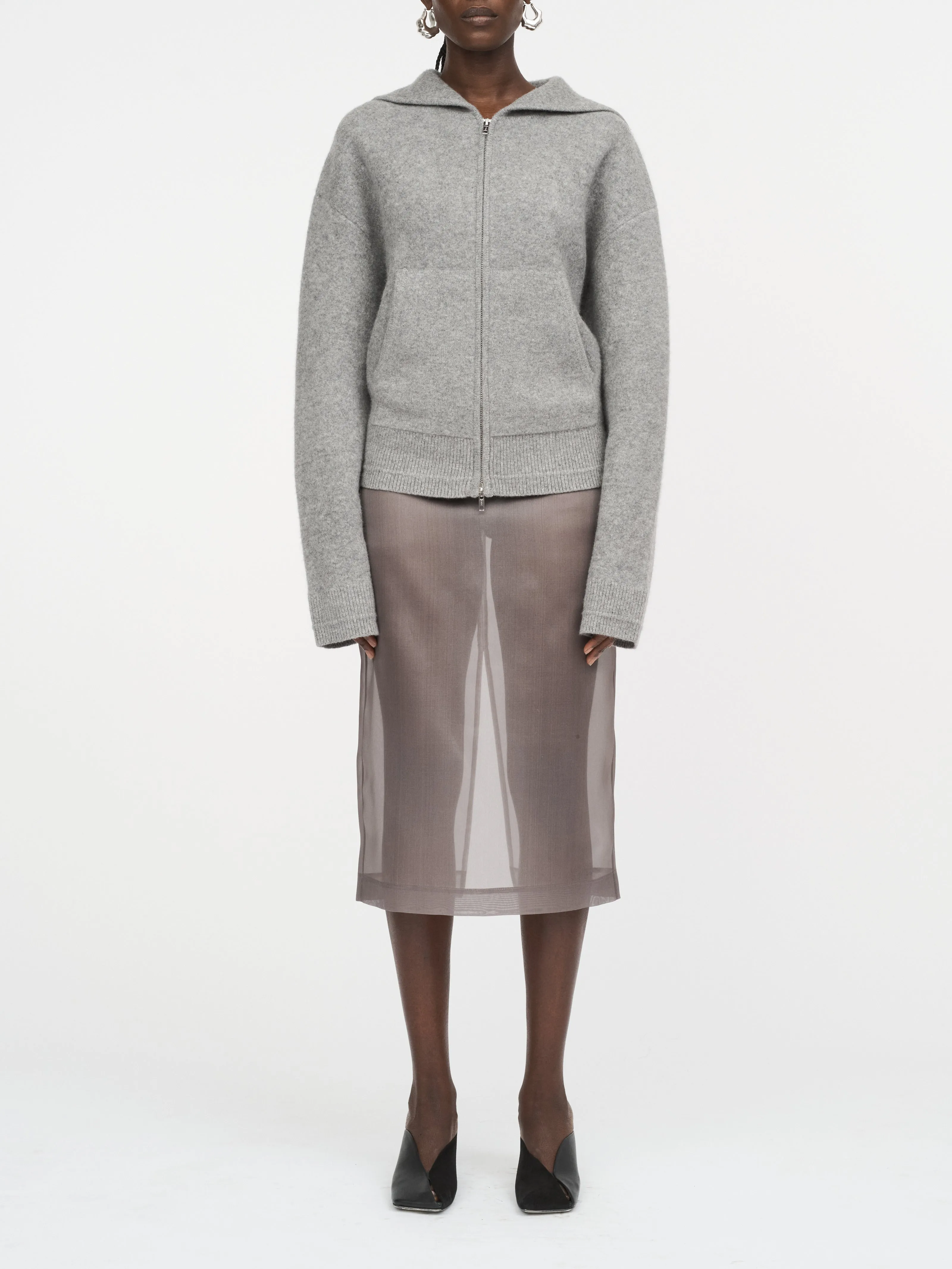 Felted Wool Hoodie in Medium Heather Grey sold by MARIA McMANUS