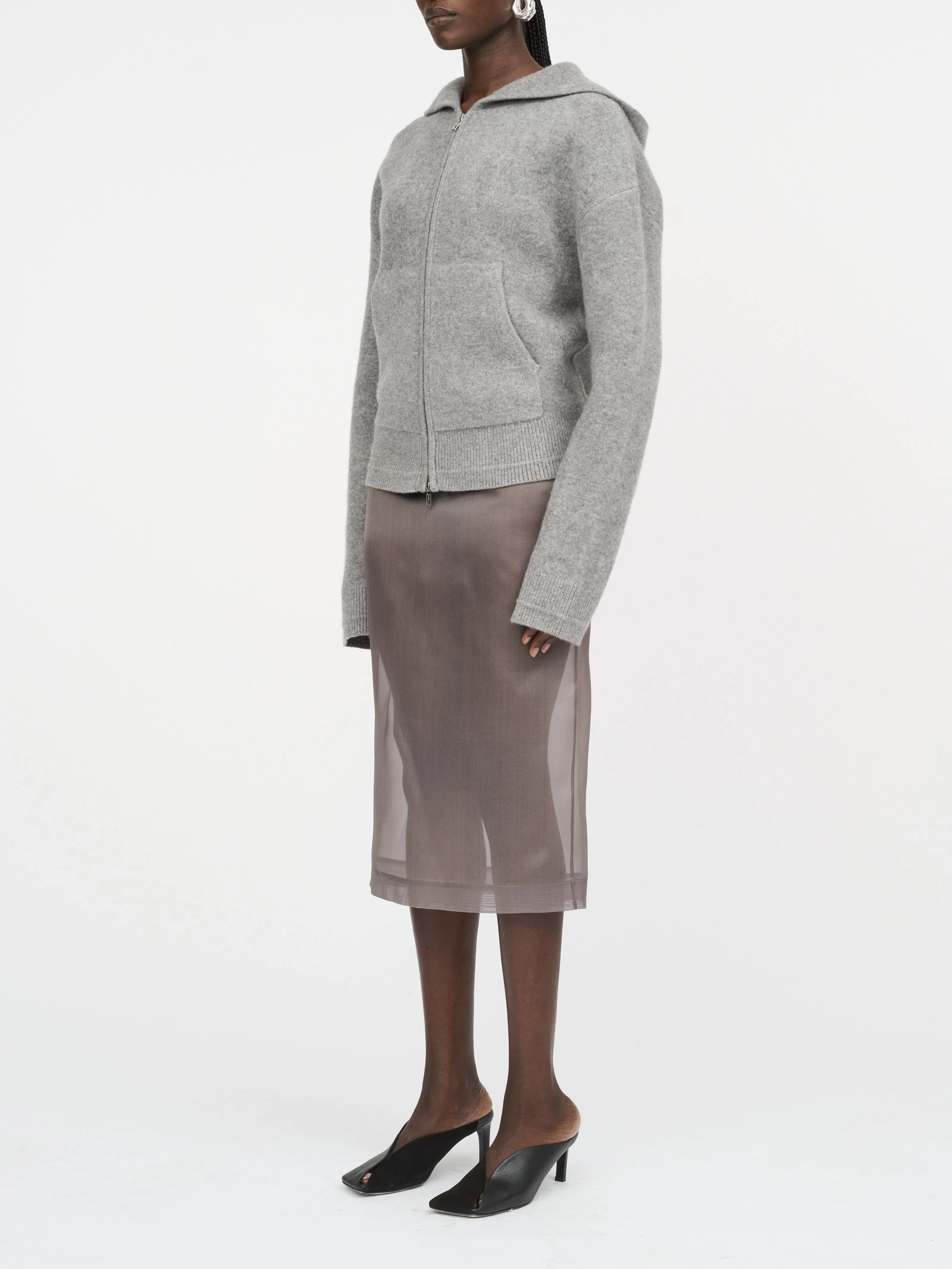 Felted Wool Hoodie in Medium Heather Grey sold by MARIA McMANUS product image thumbnail 2