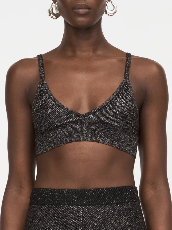 Metallic Bralette in Black Metallic sold by MARIA McMANUS