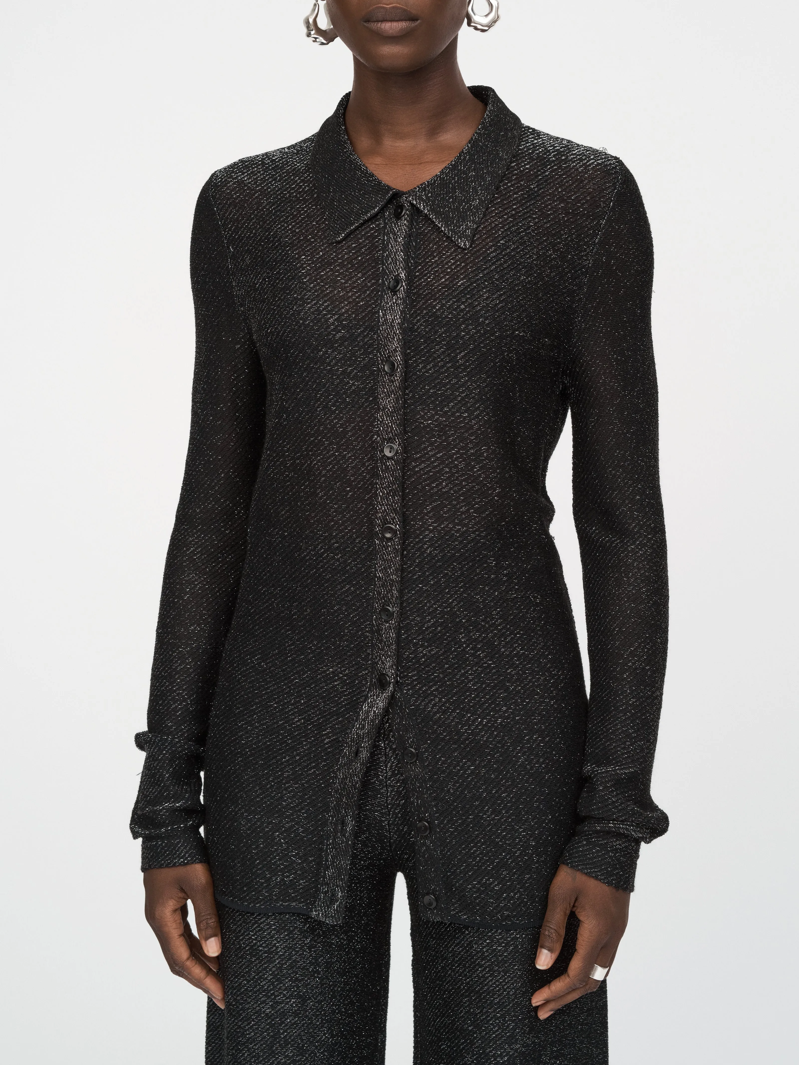 Metallic Shirt in Black Metallic sold by MARIA McMANUS