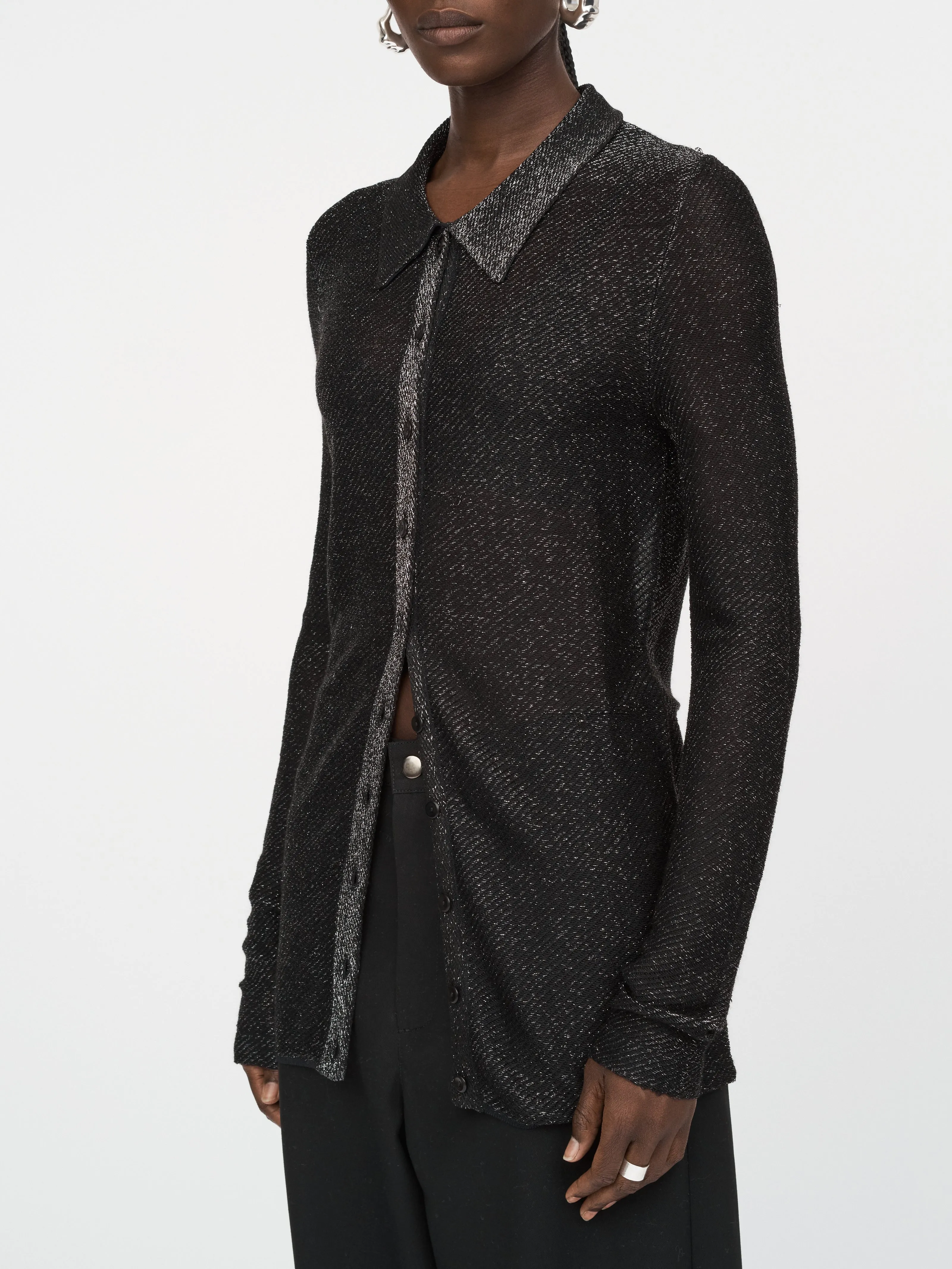 Metallic Shirt in Black Metallic sold by MARIA McMANUS product image thumbnail 2