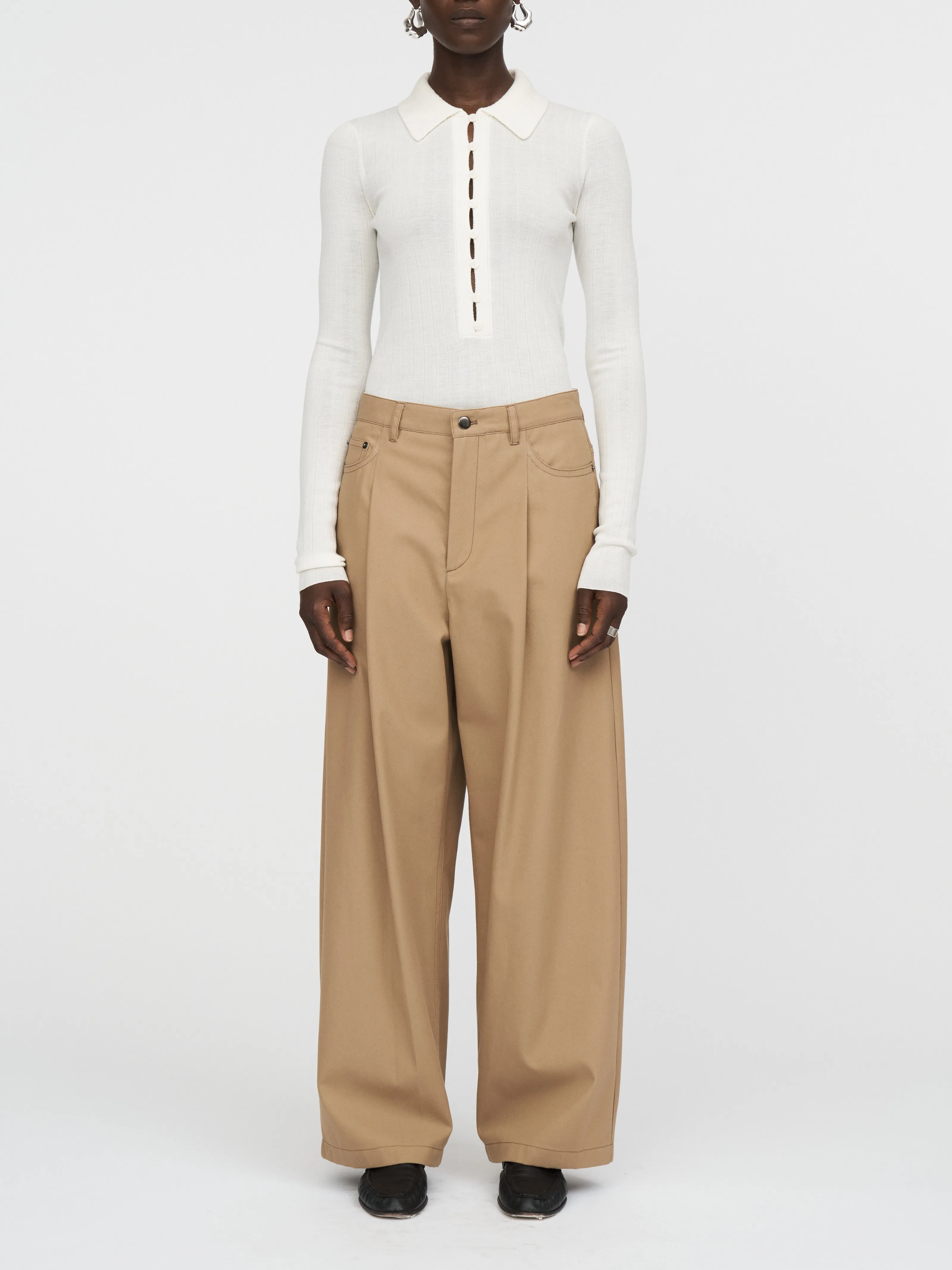 Kissing Placket Polo in Ivory sold by MARIA McMANUS