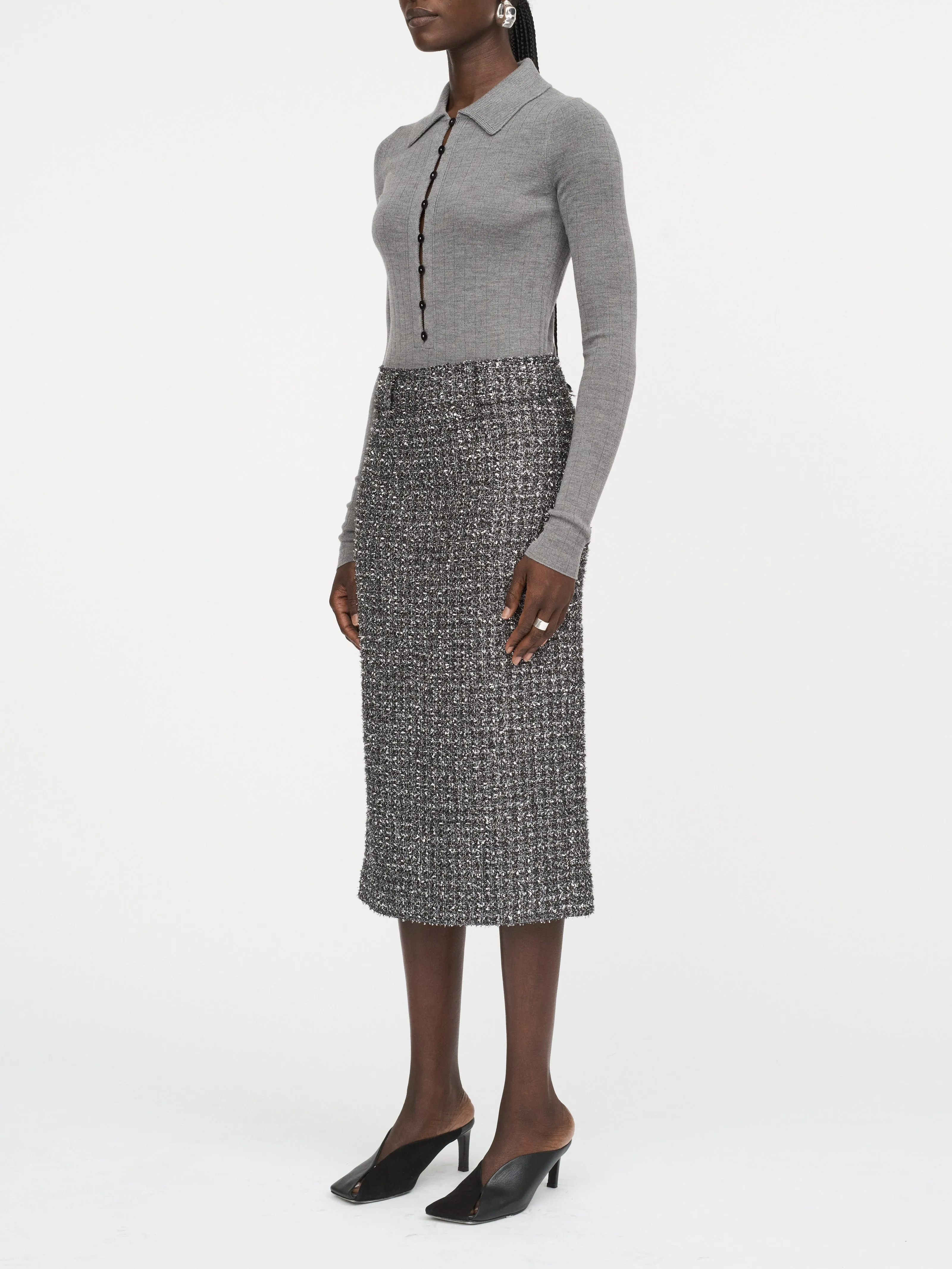 Kissing Placket Polo in Heather Grey sold by MARIA McMANUS product image thumbnail 3