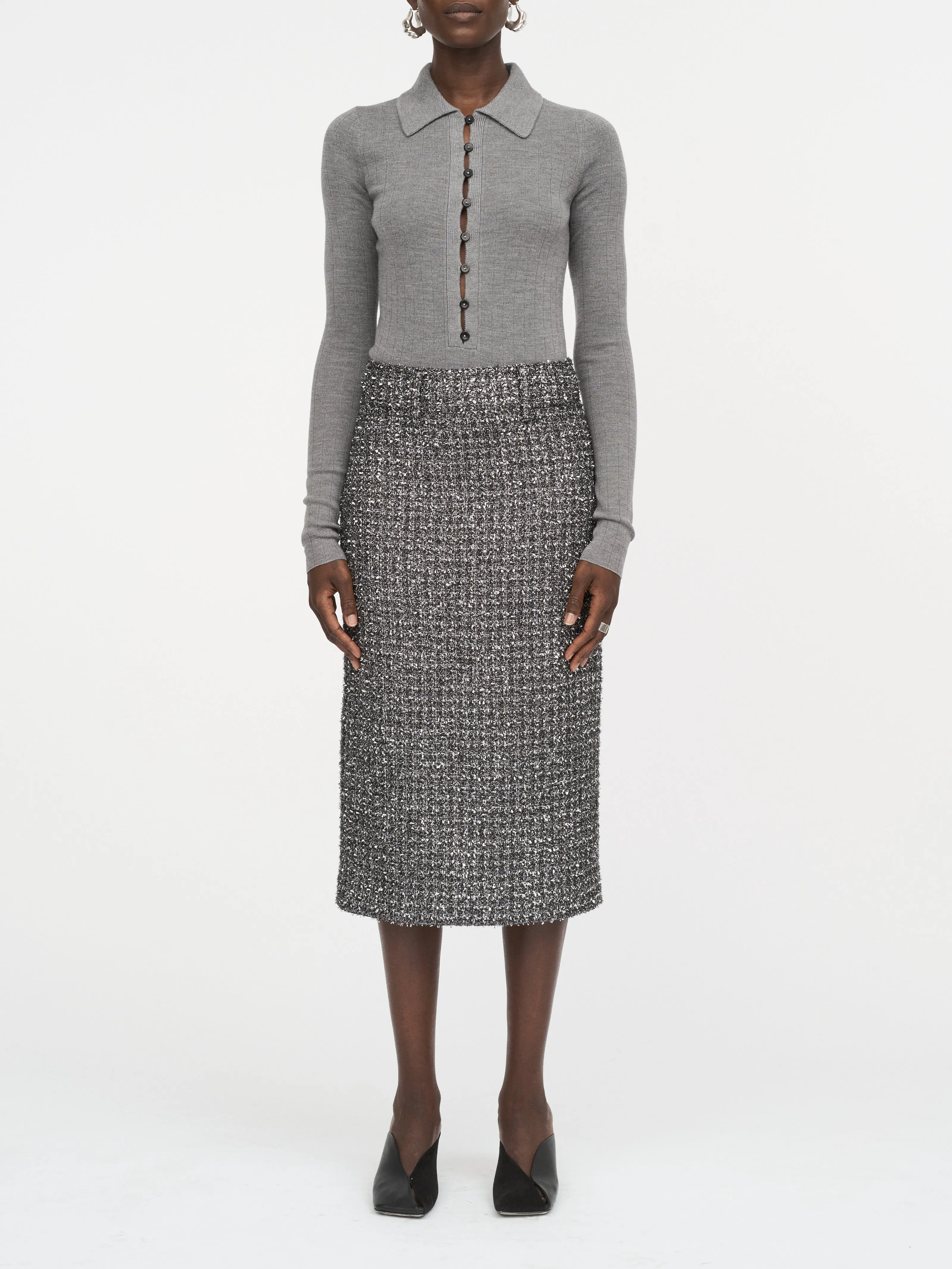 Kissing Placket Polo in Heather Grey sold by MARIA McMANUS product image thumbnail 2