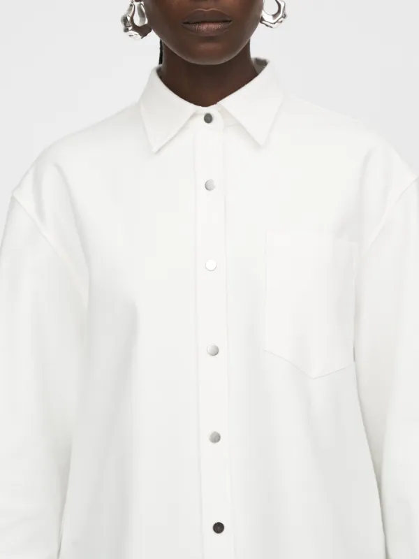 Oversized Snap Shirt in Snow White sold by MARIA McMANUS