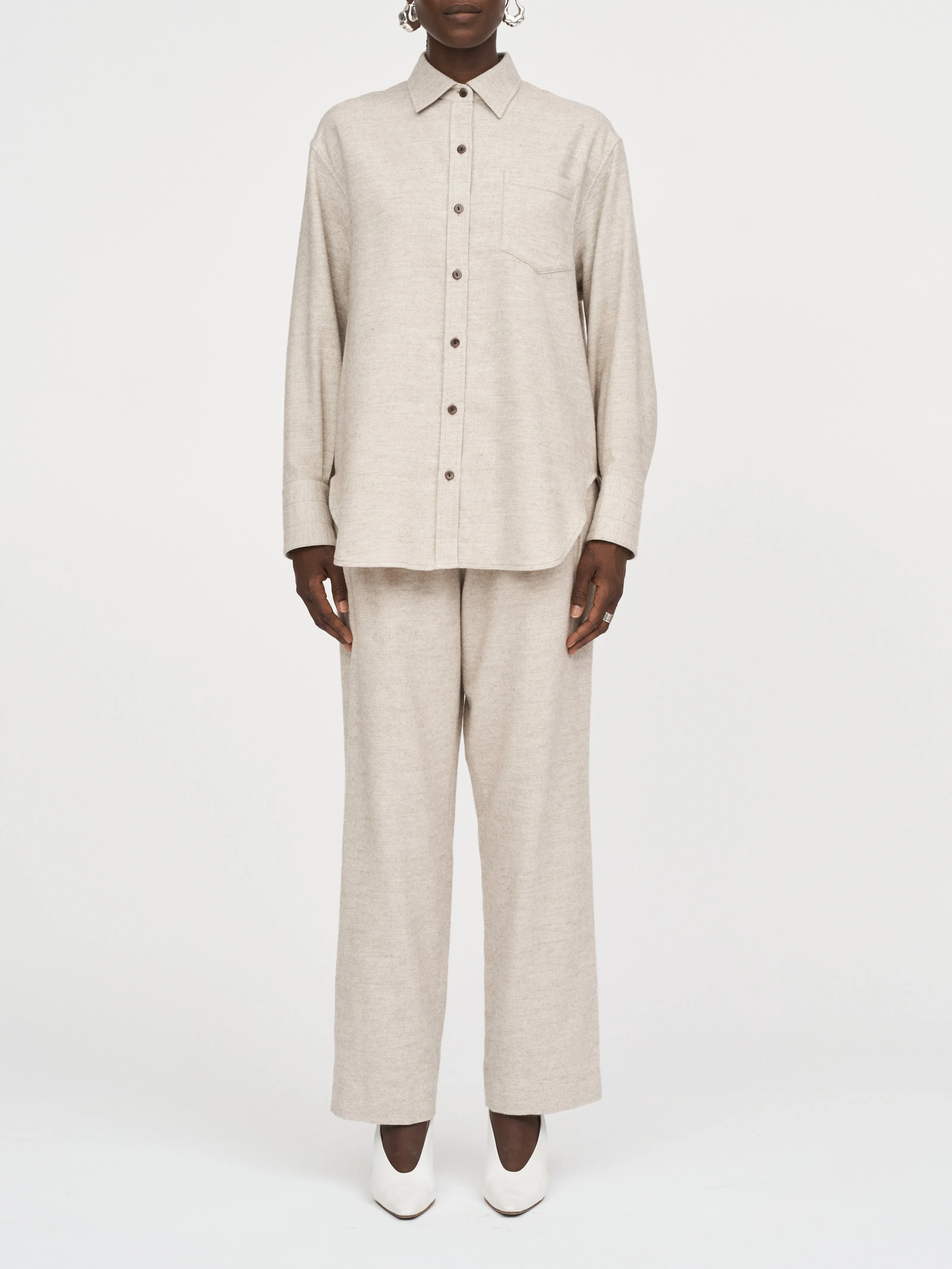 Oversized Tunic Shirt in Oatmeal sold by MARIA McMANUS