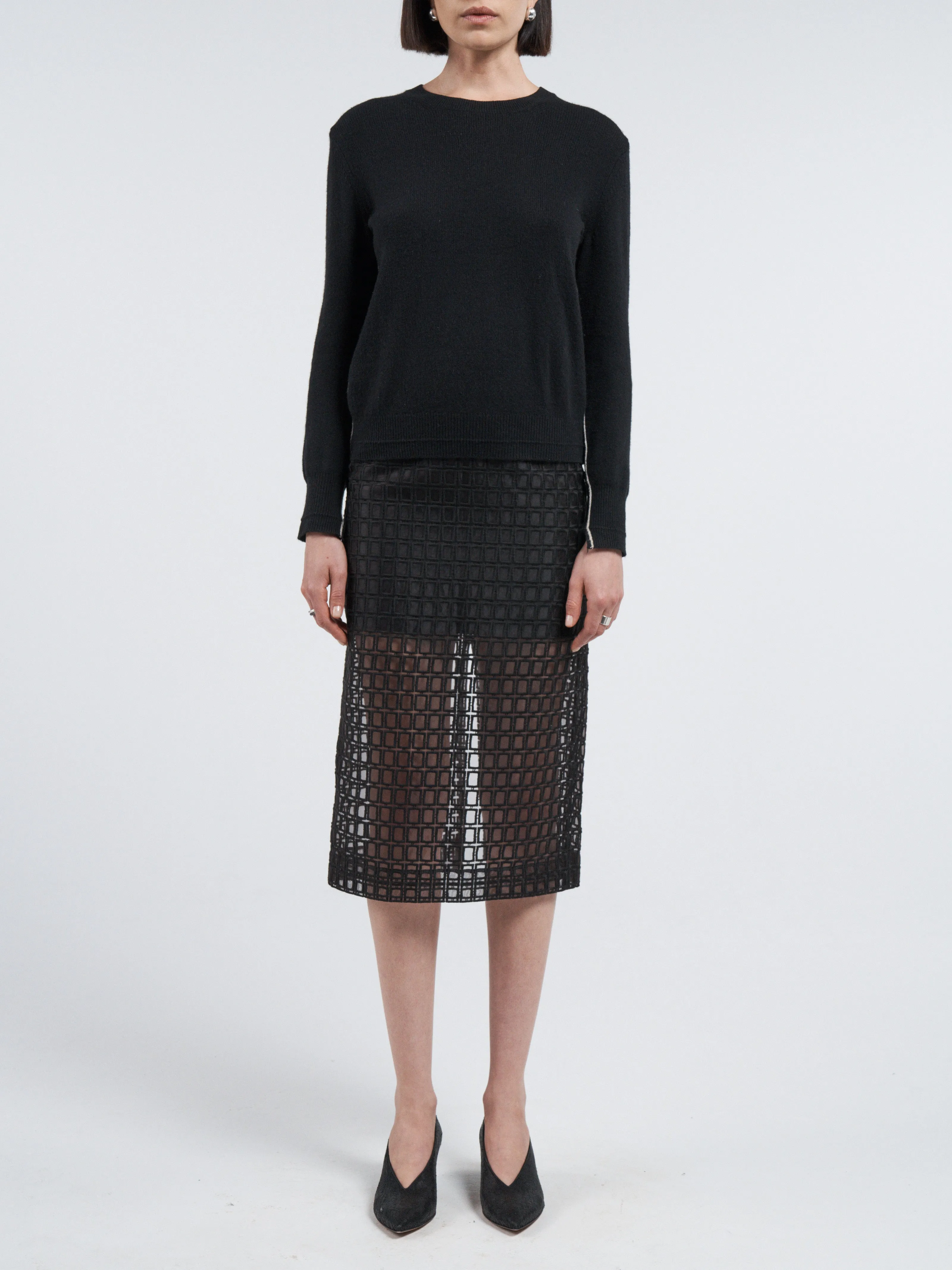 Low Rise Sheer Skirt in Black sold by MARIA McMANUS