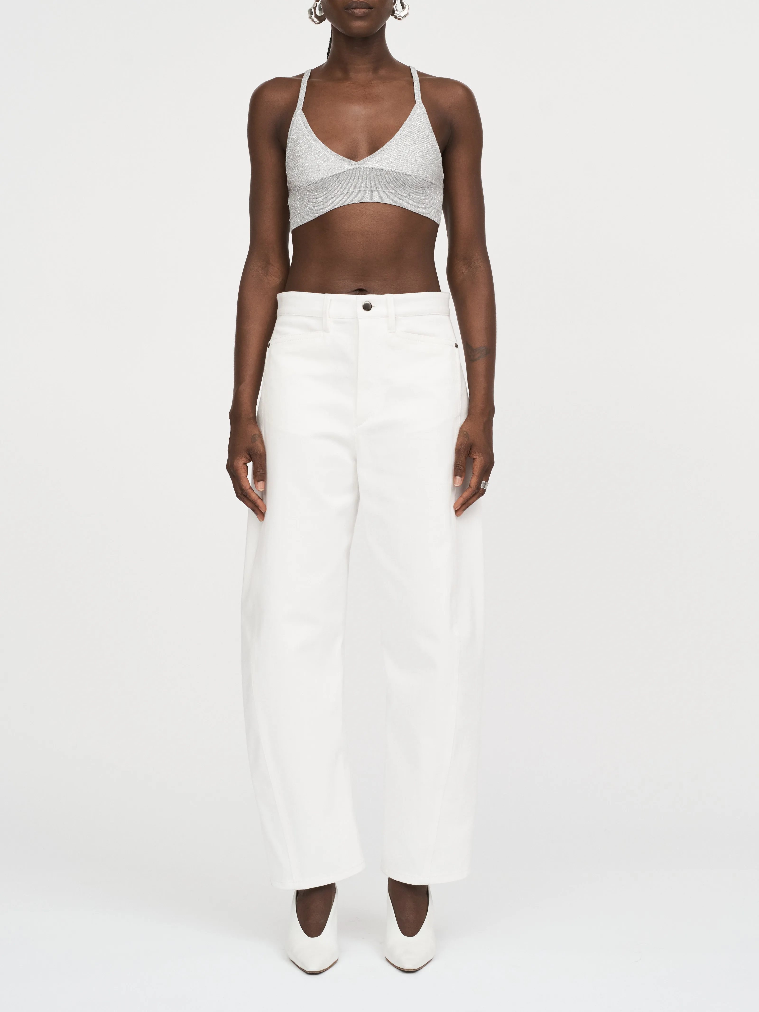 Bow Leg Crop Jean in Snow White sold by MARIA McMANUS