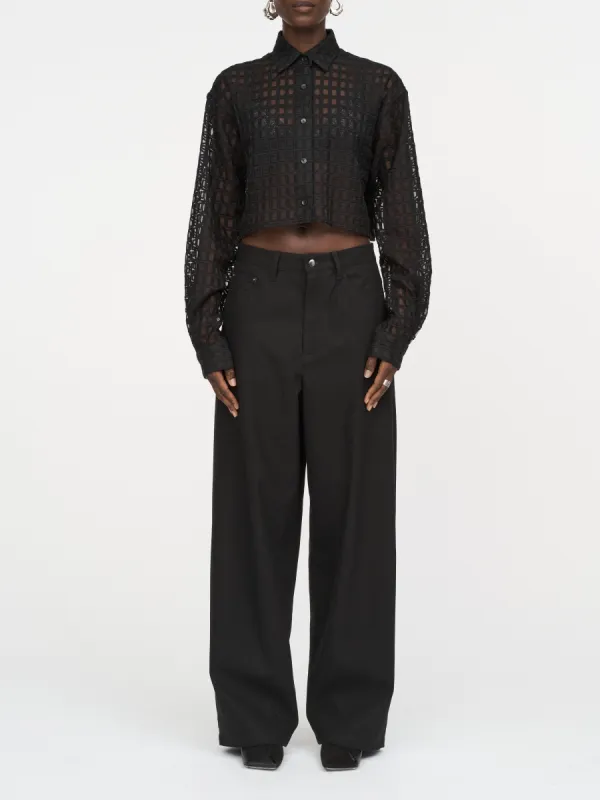 5 Pocket Wide Leg Jean in Black made by MARIA McMANUS