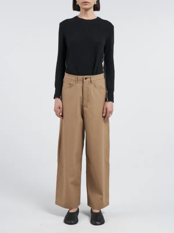 5 Pocket Wide Leg Jean in Camel made by MARIA McMANUS