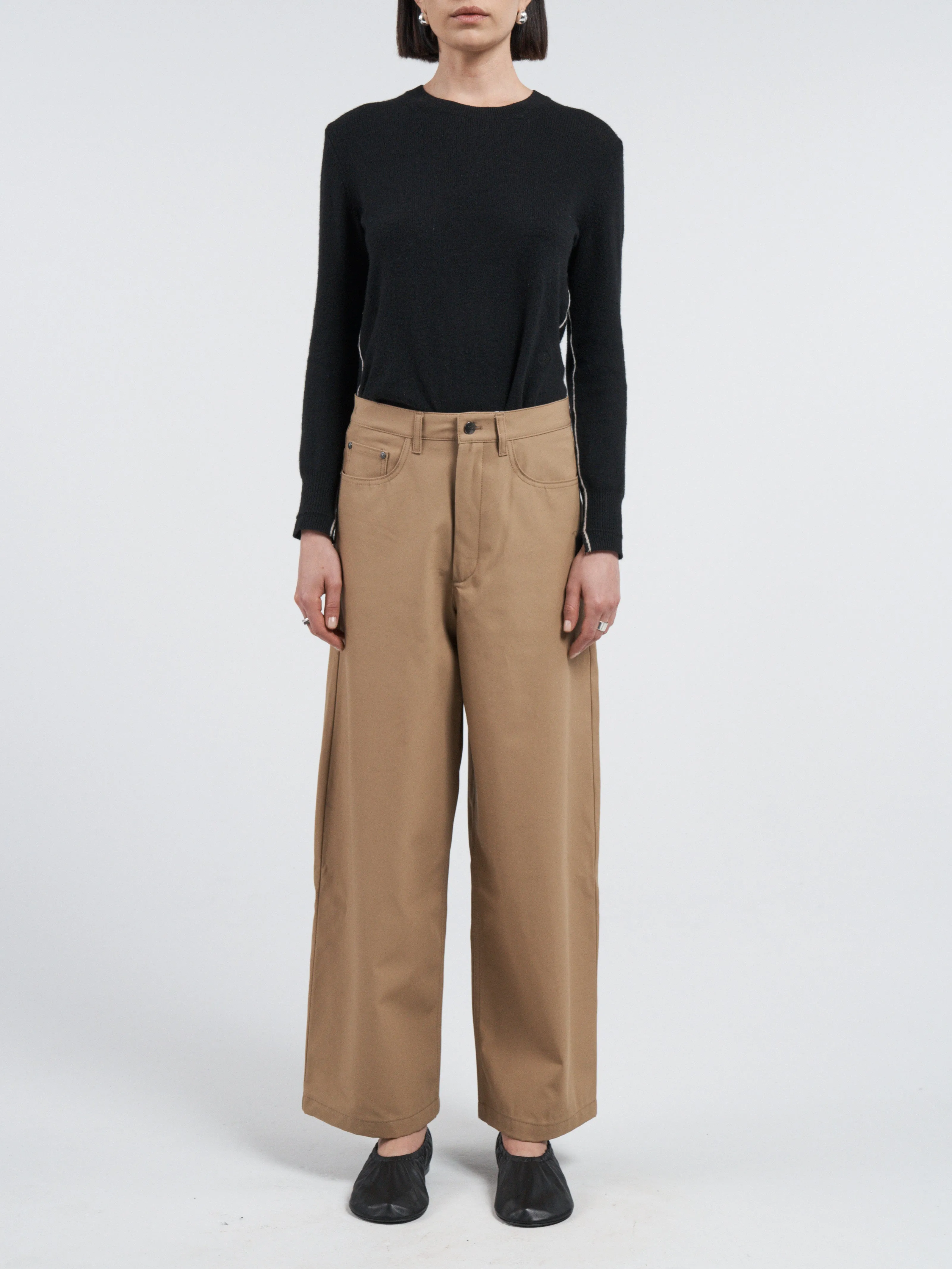 5 Pocket Wide Leg Jean in Camel sold by MARIA McMANUS