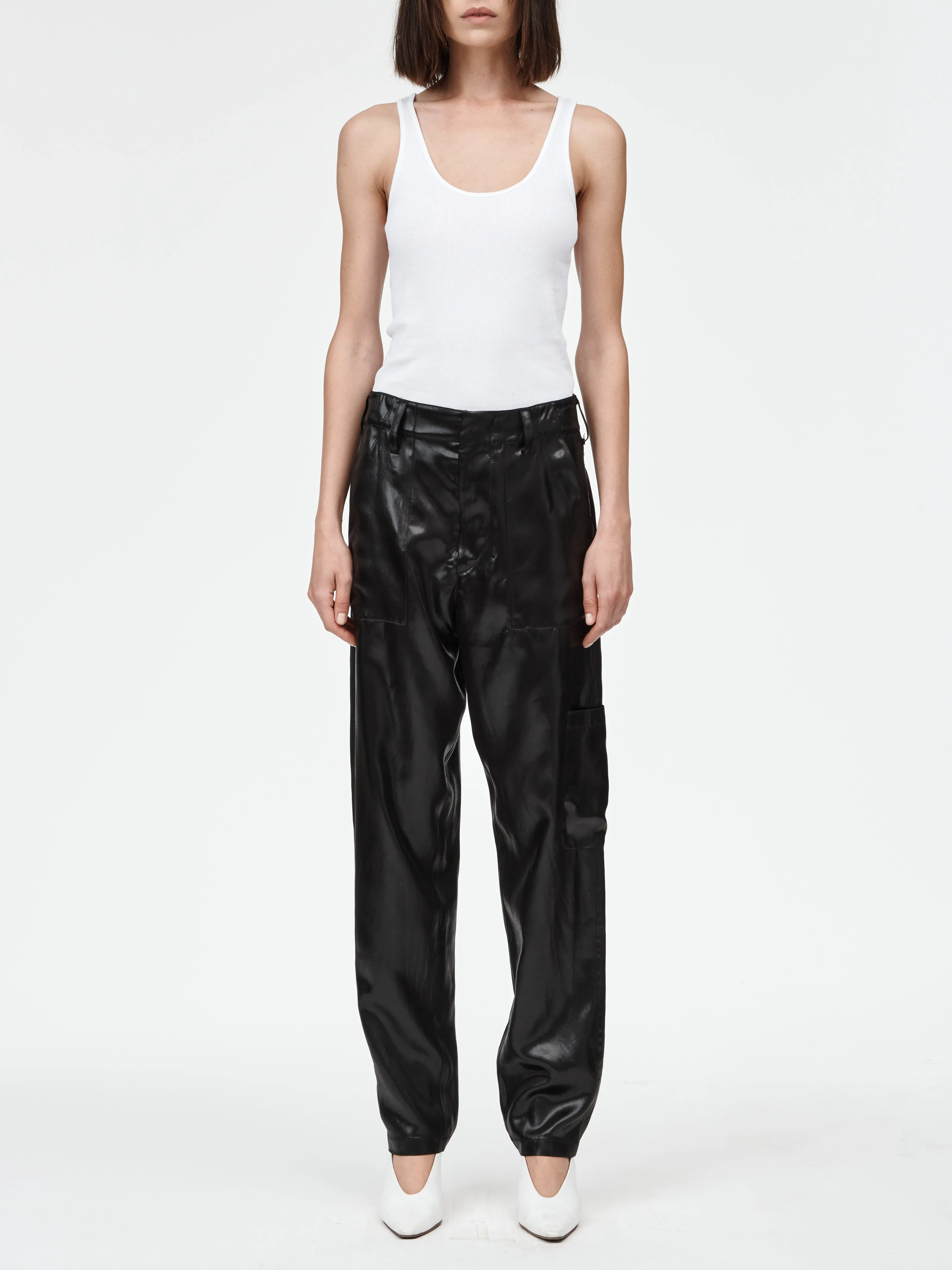 Belted Carpenter Pant in Black sold by MARIA McMANUS