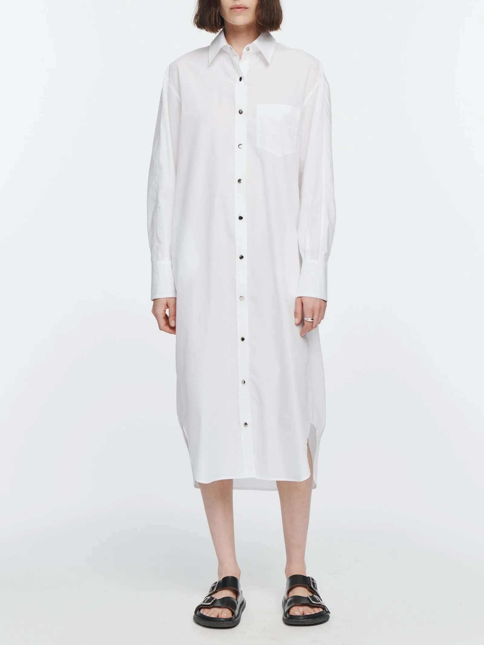 Cape Shirt Dress in White sold by MARIA McMANUS
