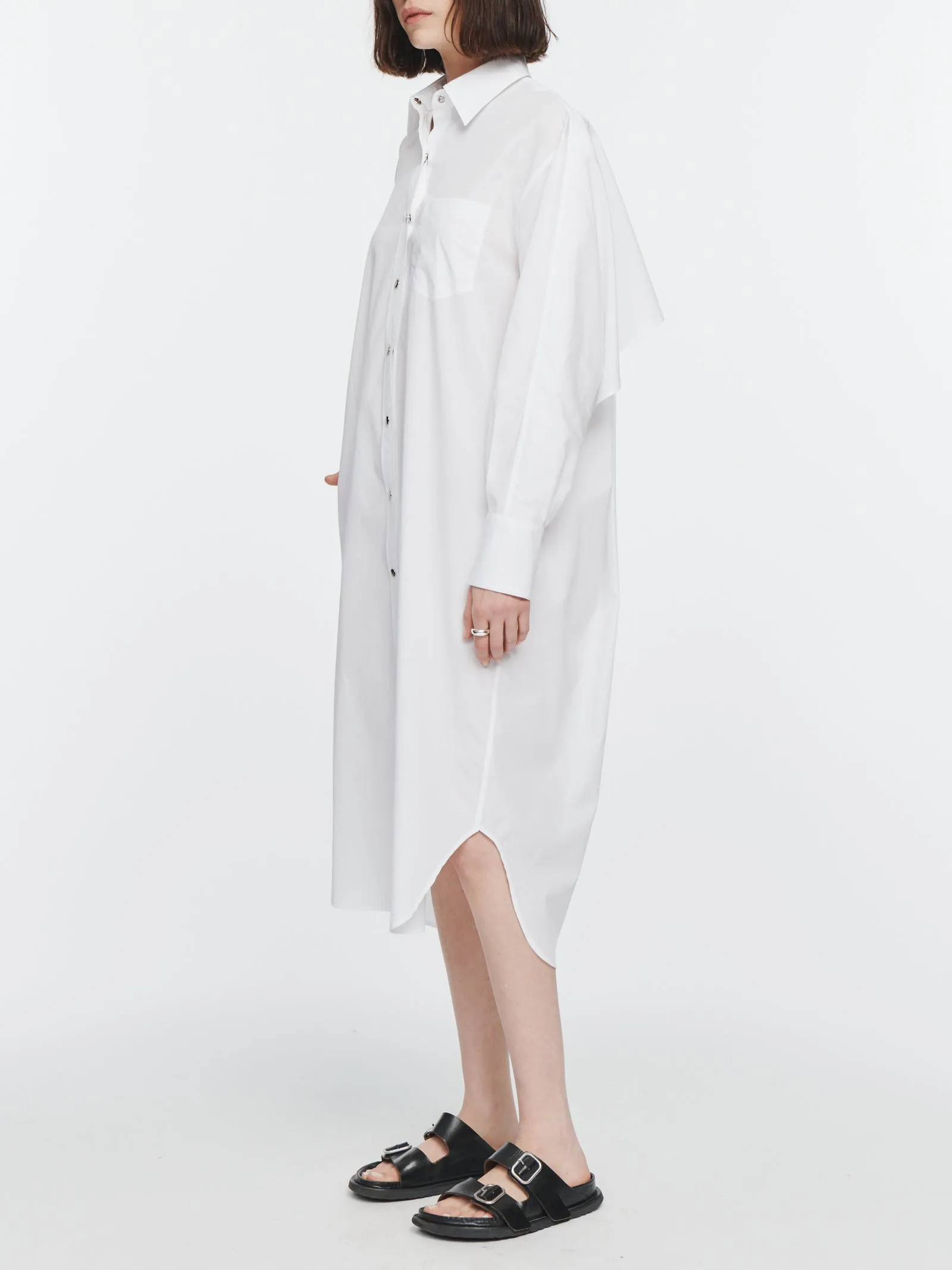 Cape Shirt Dress in White sold by MARIA McMANUS product image thumbnail 2