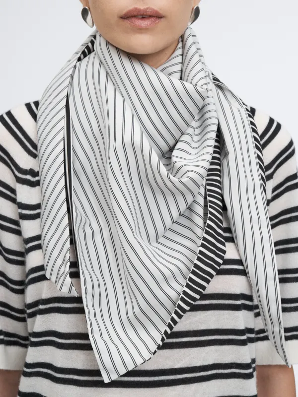 Shawl Bandana in White/Black Varigated Stripe made by MARIA McMANUS