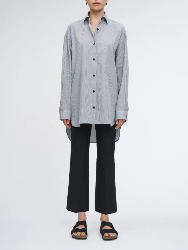 A-Line Tunic Shirt in Pinstripe Black White made by MARIA McMANUS