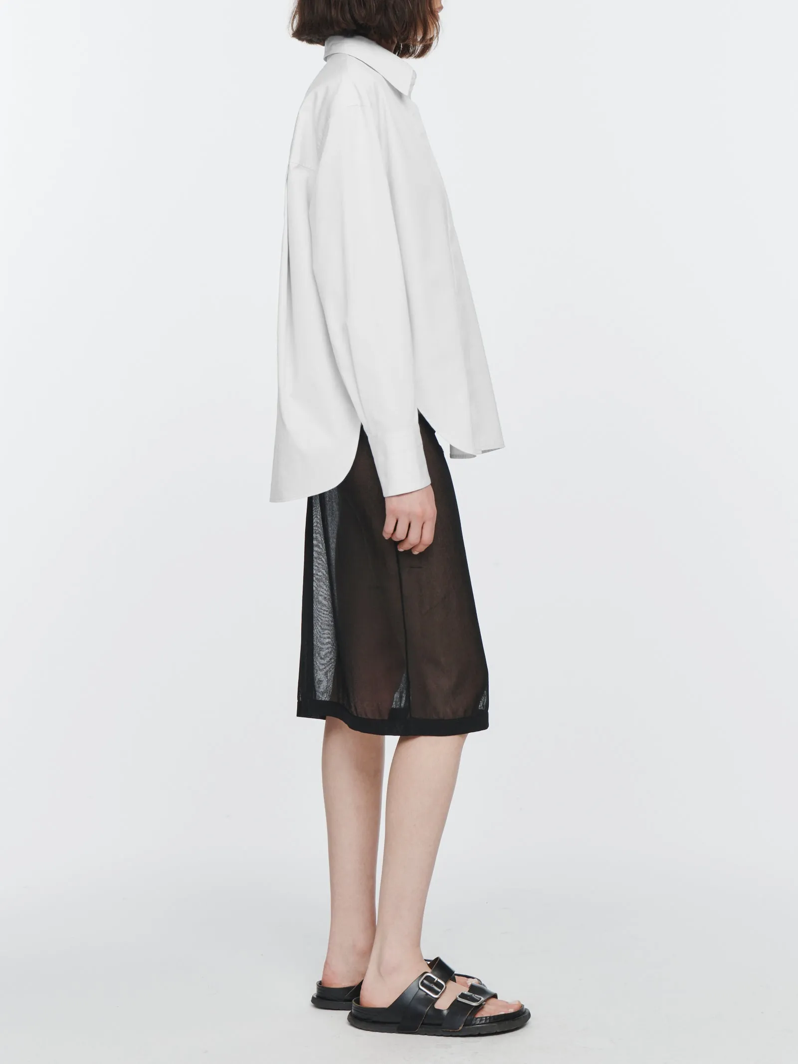 Oversized Covered Placket Shirt in White sold by MARIA McMANUS product image thumbnail 3