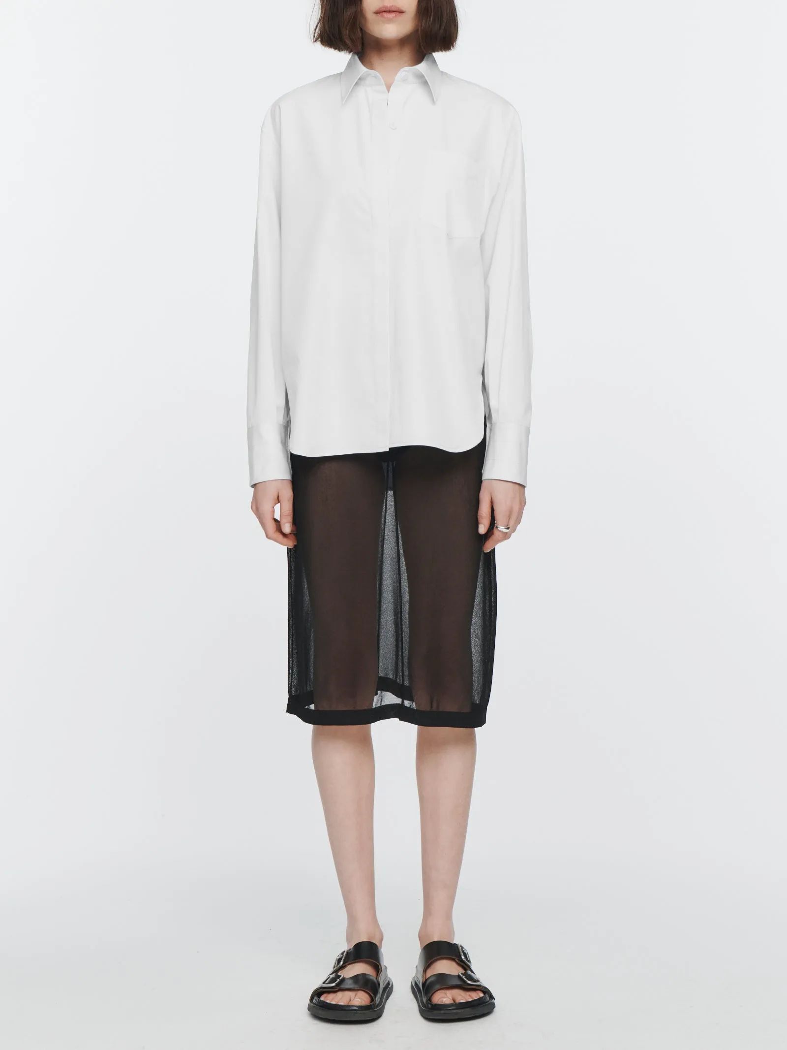 Oversized Covered Placket Shirt in White sold by MARIA McMANUS