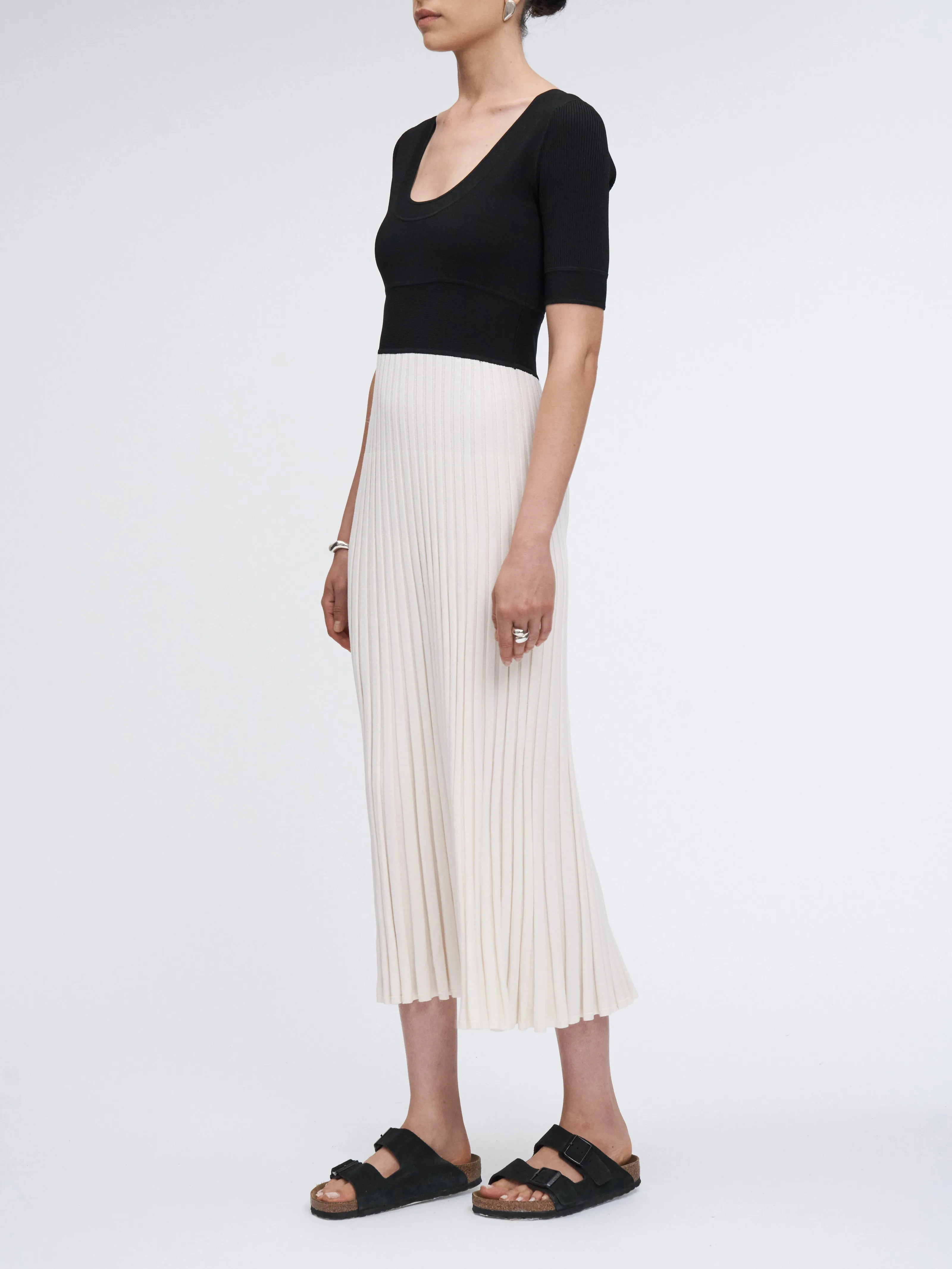 Short Sleeve Ballet Dress in Black/White Color Block sold by MARIA McMANUS product image thumbnail 3