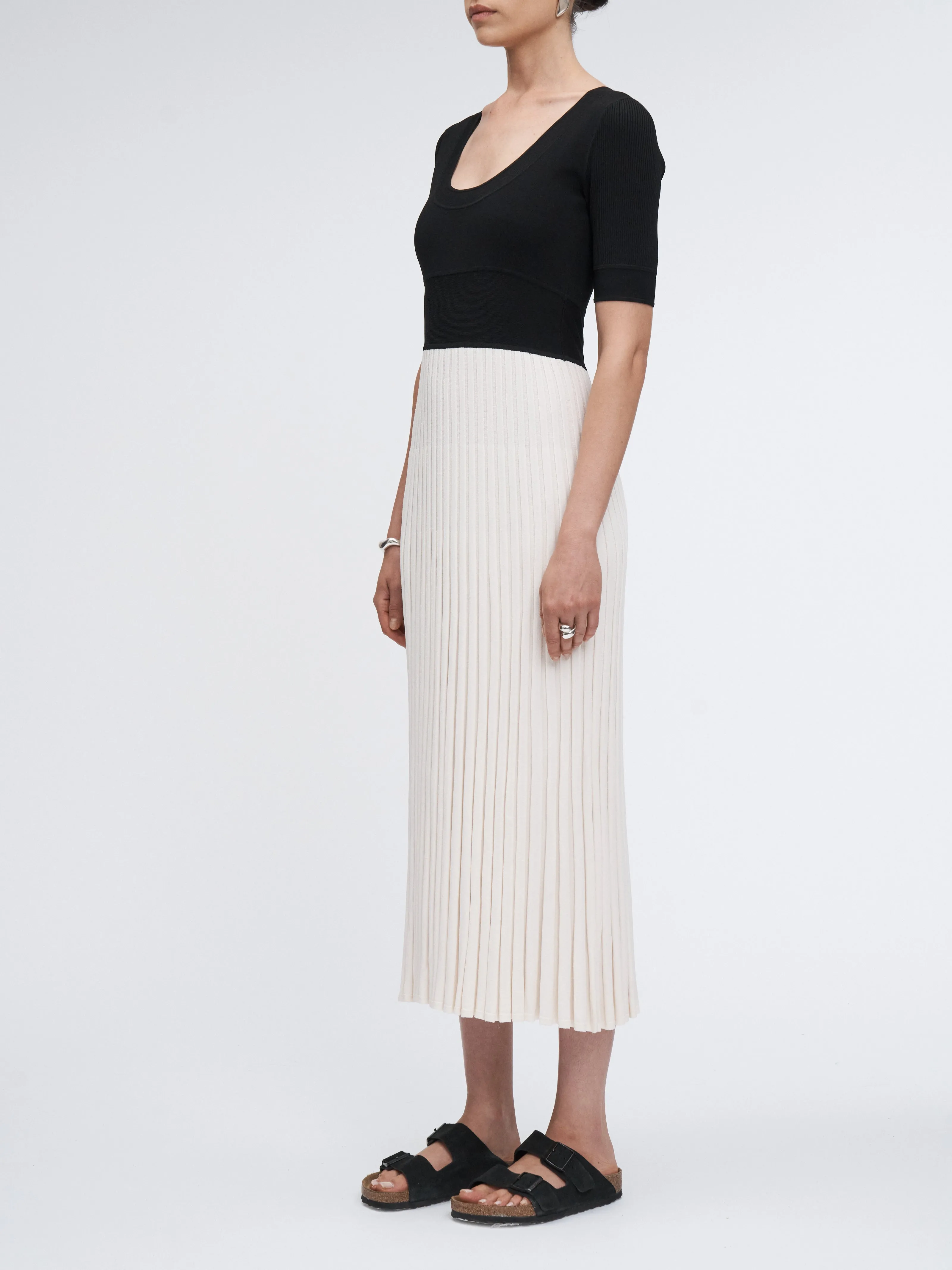 Short Sleeve Ballet Dress in Black/White Color Block sold by MARIA McMANUS product image thumbnail 2