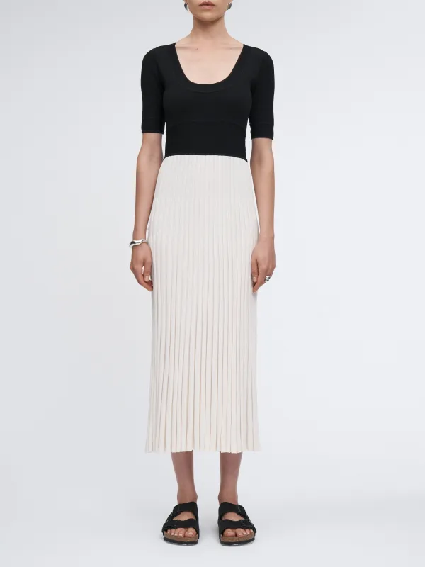 Short Sleeve Ballet Dress in Black/White Color Block made by MARIA McMANUS